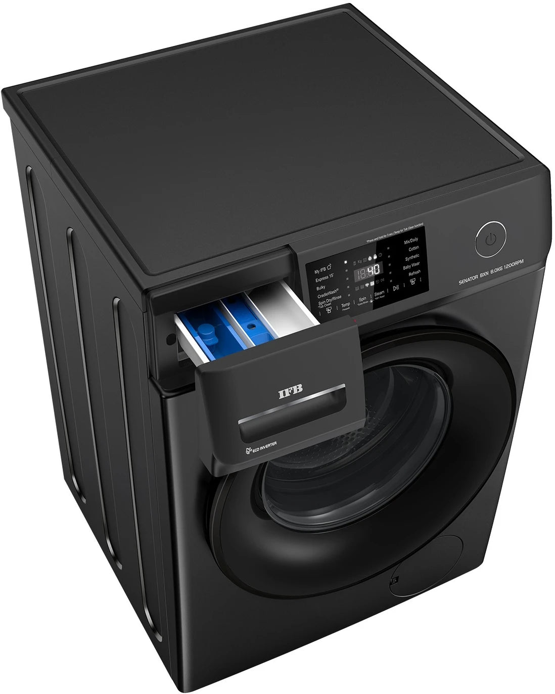 IFB SENATOR BXN 8012 CMS 8 Kg 5 Star AI Powered Front Load Washing Machine | WiFi | PowerSteam® | Steam Refresh | Eco Inverter | Black IFB