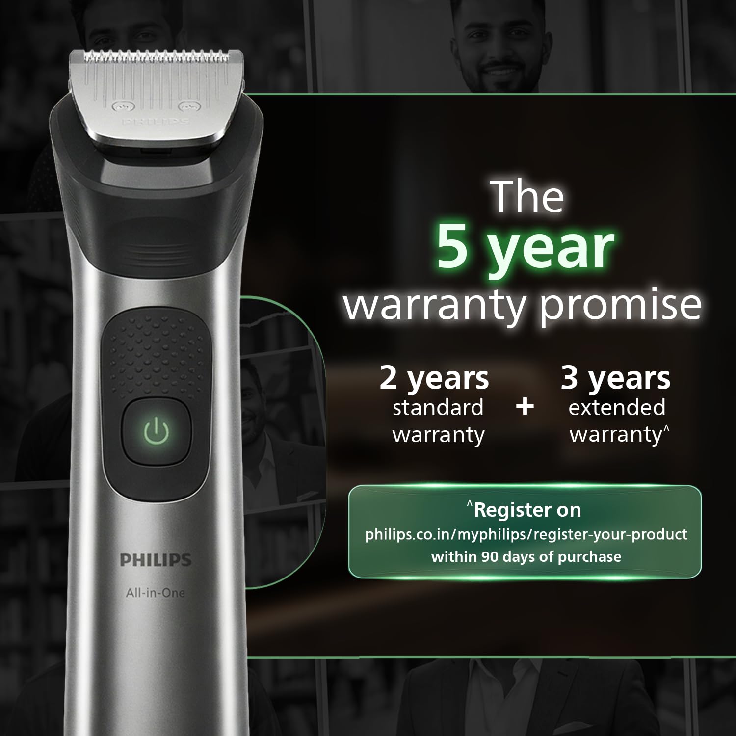 Philips MG7922 India's No.1 Men's Trimmer* | Ultimate Precision | BeardSense Technology- Scans 125x/sec, adapts to density | All-in-One Full body Grooming Kit | 120min runtime | IPX7 | 5yr warranty* Philips