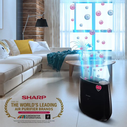 Sharp Air Purifier FP-J30M-BK with Patented PCI Technology, HEPA Filter, Removes Bacteria, Virus, Mold, VOCs & Static charge, 4 Stage Filtration, Coverage Area Up To 250 Sq. Ft Black Mahajan Electronics online