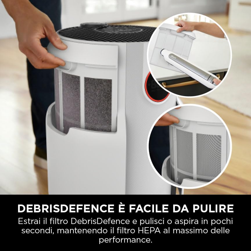 Shark HP150EU NeverChange Up to 5 Years Air Purifier for Home, Bedroom, Space Coverage 60m2, 5-Year HEPA Filter Catches 99.97% of Allergens, Pollen, Pet Chips, Silent LED Display, White Mahajan Electronics Online