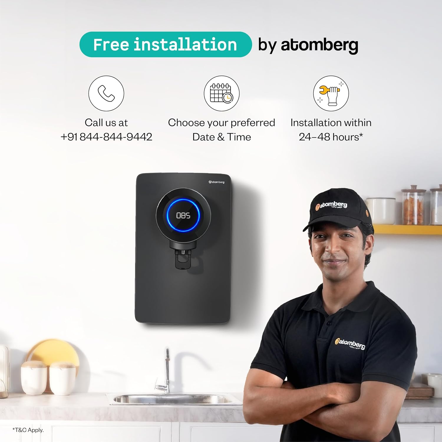 Atomberg Intellon RO Water Purifier 8L | RO+UF+UV+Alkaliser | Smart IoT | 2Yr No Cost Filter | Adaptive TDS