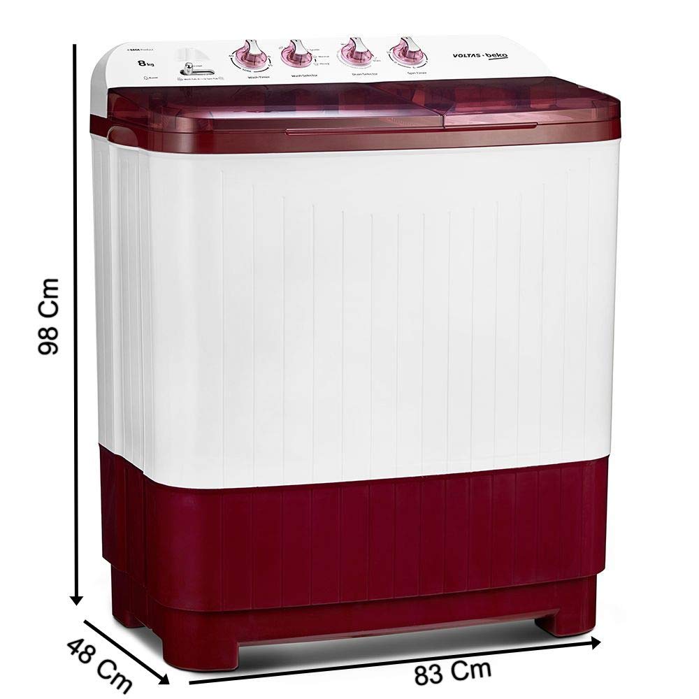 Voltas Beko WTT80DBRT, Burgundy 8 kg Semi-Automatic Top Loading Washing Machine 2020 Mahajan Electronics online