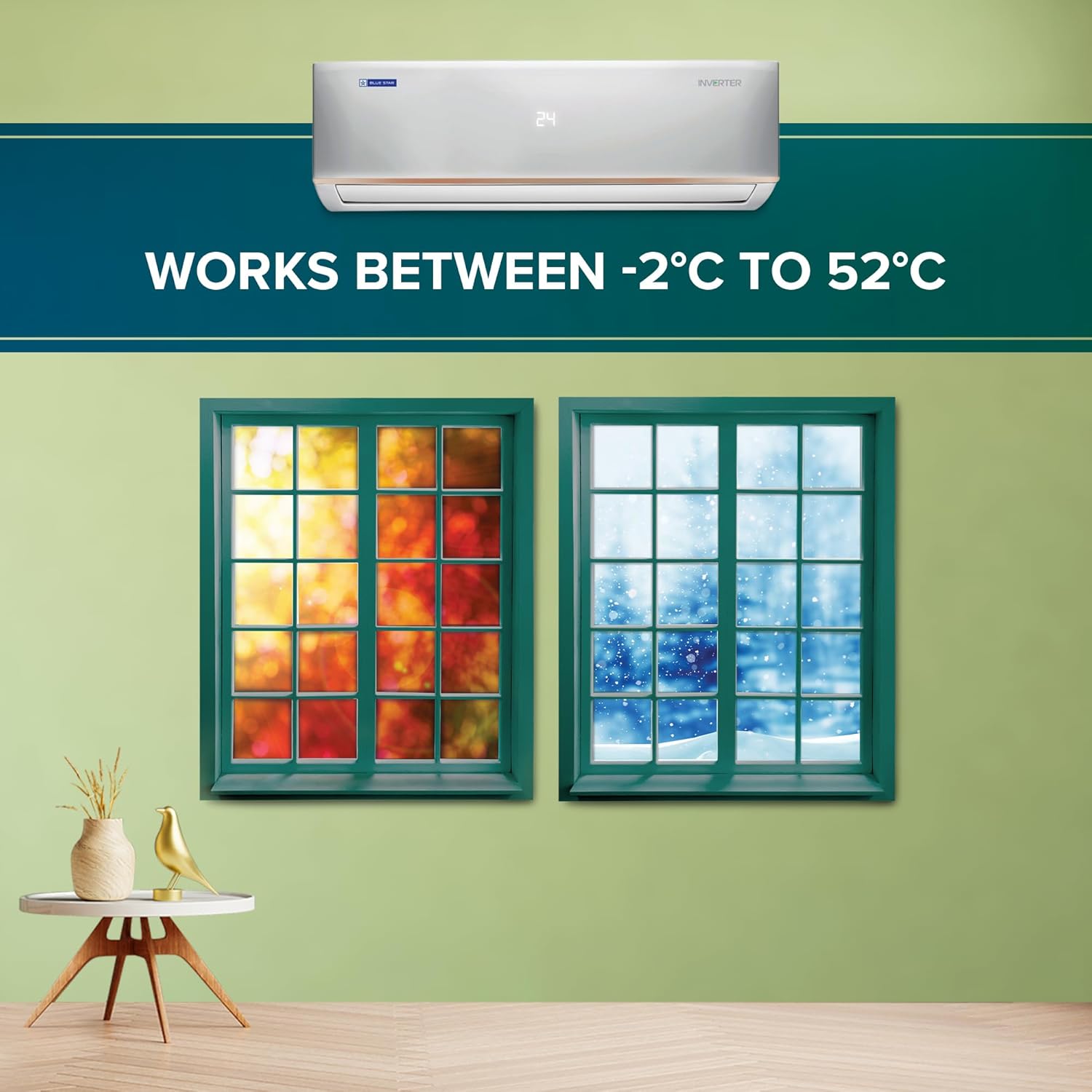 Blue Star IC324DNUHC 2 Ton 3 Star Hot and Cold Inverter Split AC (Copper, Convertible 5 in 1 Cooling, 4 Way Swing, Multi Sensors, Dust Filter, Blue Fins, Self Diagnosis, 2025 Model, White) Mahajan Electronics online