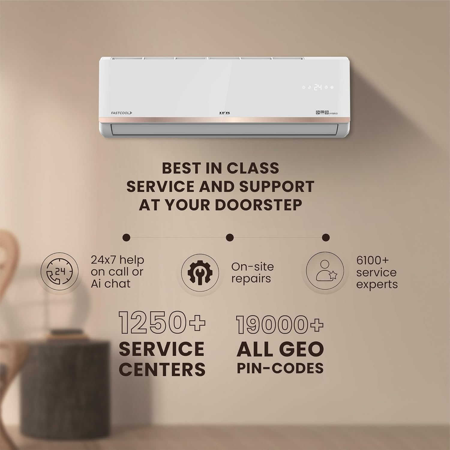 IFB CI223GN32RGN1 2025 Model Gold Pro Series 2 Ton 3 Star Split AC with Hybrid Technology, Works upto 55°C, 4-Way Swing, Higher Cooling Capacity, Self-Clean & AI - White (Copper Condenser) Mahajan Electronics online