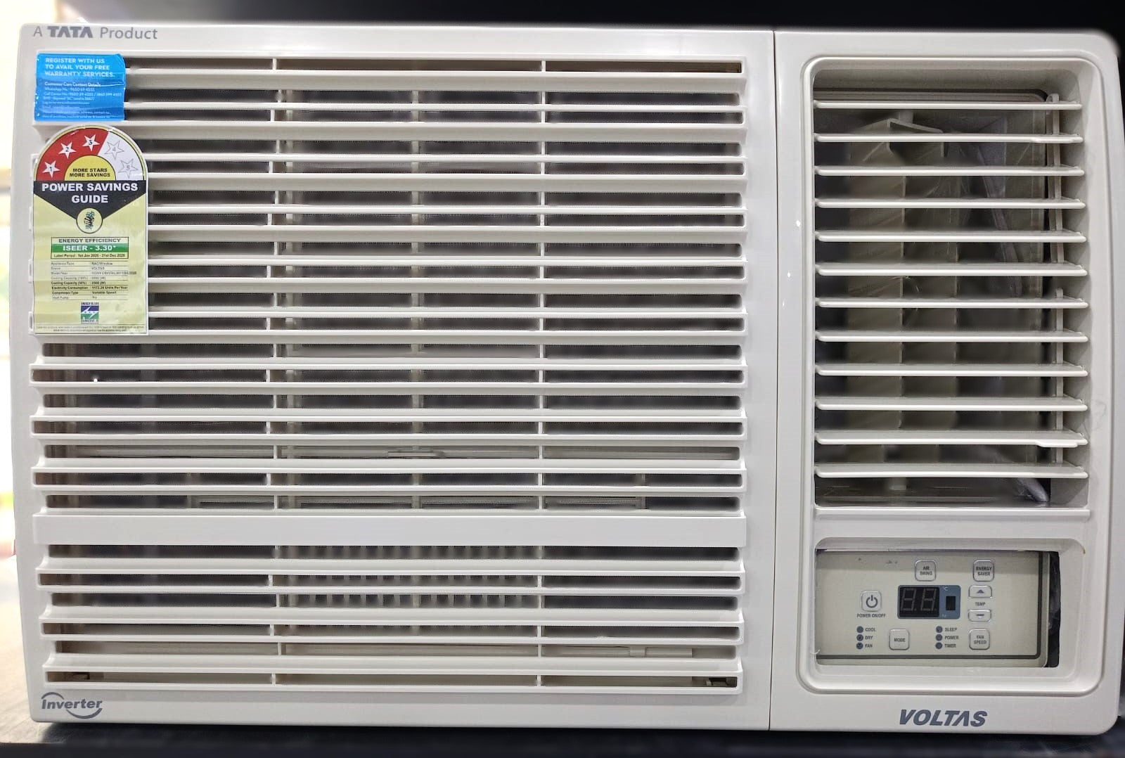 Voltas 183INV CRYSTAL, White 1.5 ton 3 Star Inverter Window AC (Copper, 2-in-1 Cooling Modes, Anti-Dust Filter, 2-Way Swing, Memory Restart, Sleep Mode | Made in India-Online Mahajan Electronics