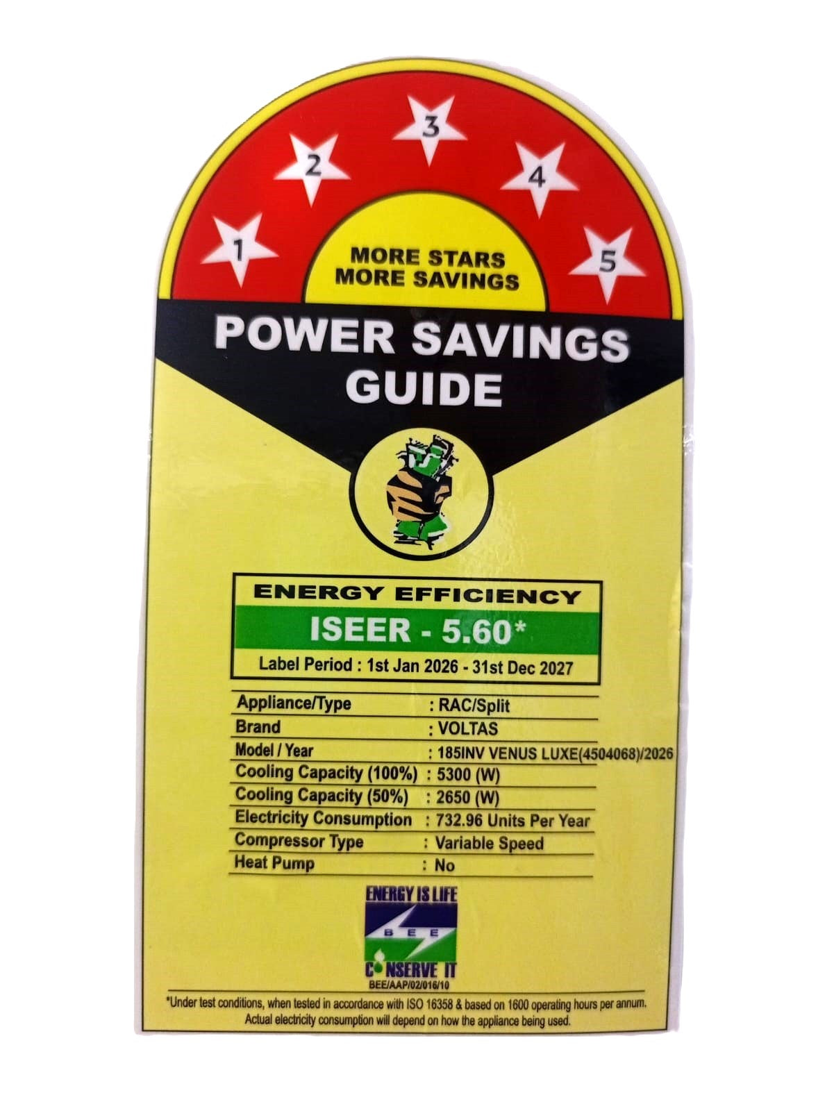 Voltas 185INV Venus Luxe 1.5 Ton 3 Star (2026 Model) Inverter Split AC , Turbo Cooling, Copper Condenser, R32 Refrigerant-Online Mahajan Electronics