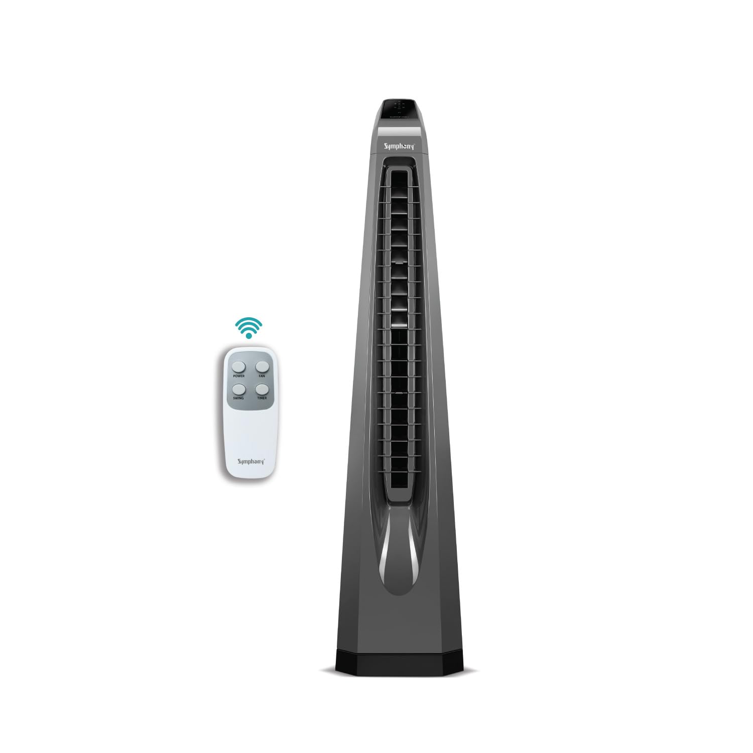 Symphony AFNTF002 Surround-i Bladeless Tower Fan for Room (Grey) | High-Speed Airflow | Touchscreen Panel | Remote Control | Swivel Action Symphony