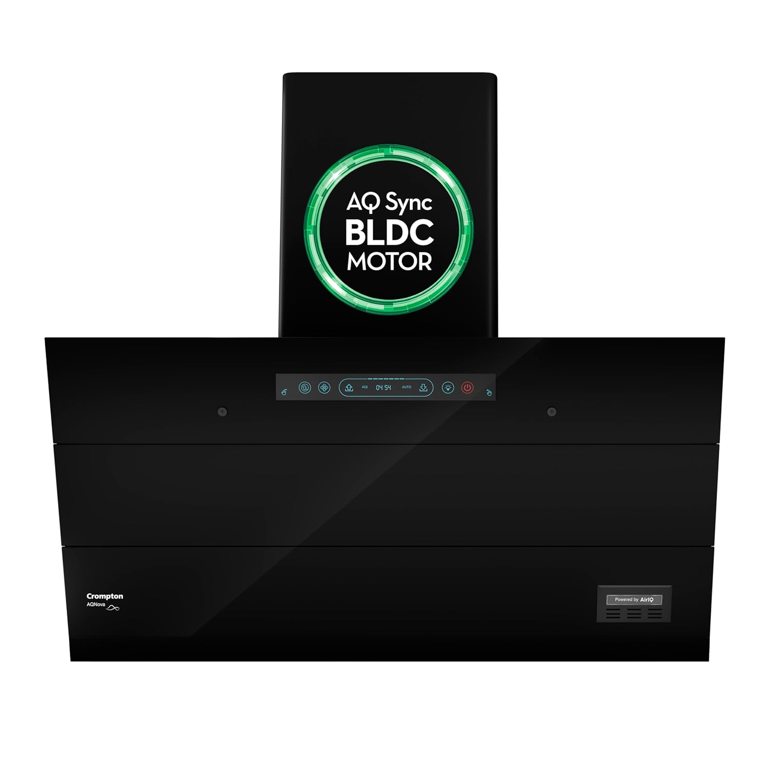 Crompton CHD-AQI90FLE-IND, Black AQNova BLDC 1800m3/hr 90cm Slant Chimney|AirIQ technology|Adaptive suction| Intelligent Autoclean|Touch+Motion Sensor|15Yrs Motor & 4Yrs Overall Warranty Mahajan Electronics Online