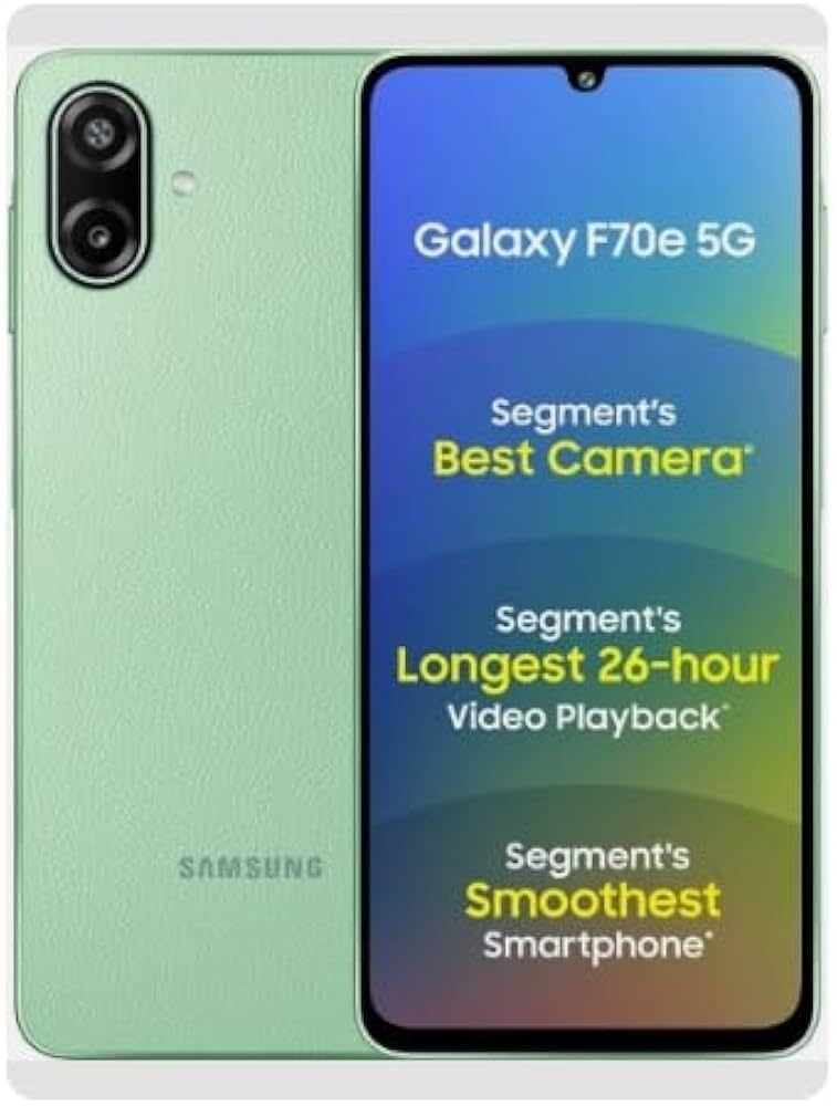 Samsung Galaxy F70e 5G (Limelight Green, 128 GB) (6 GB RAM) | 6000 mAh Battery | Dimensity 6300 | Octa Core Processor | 6.74" PLS LCD Display | Mahajan Electronics Online