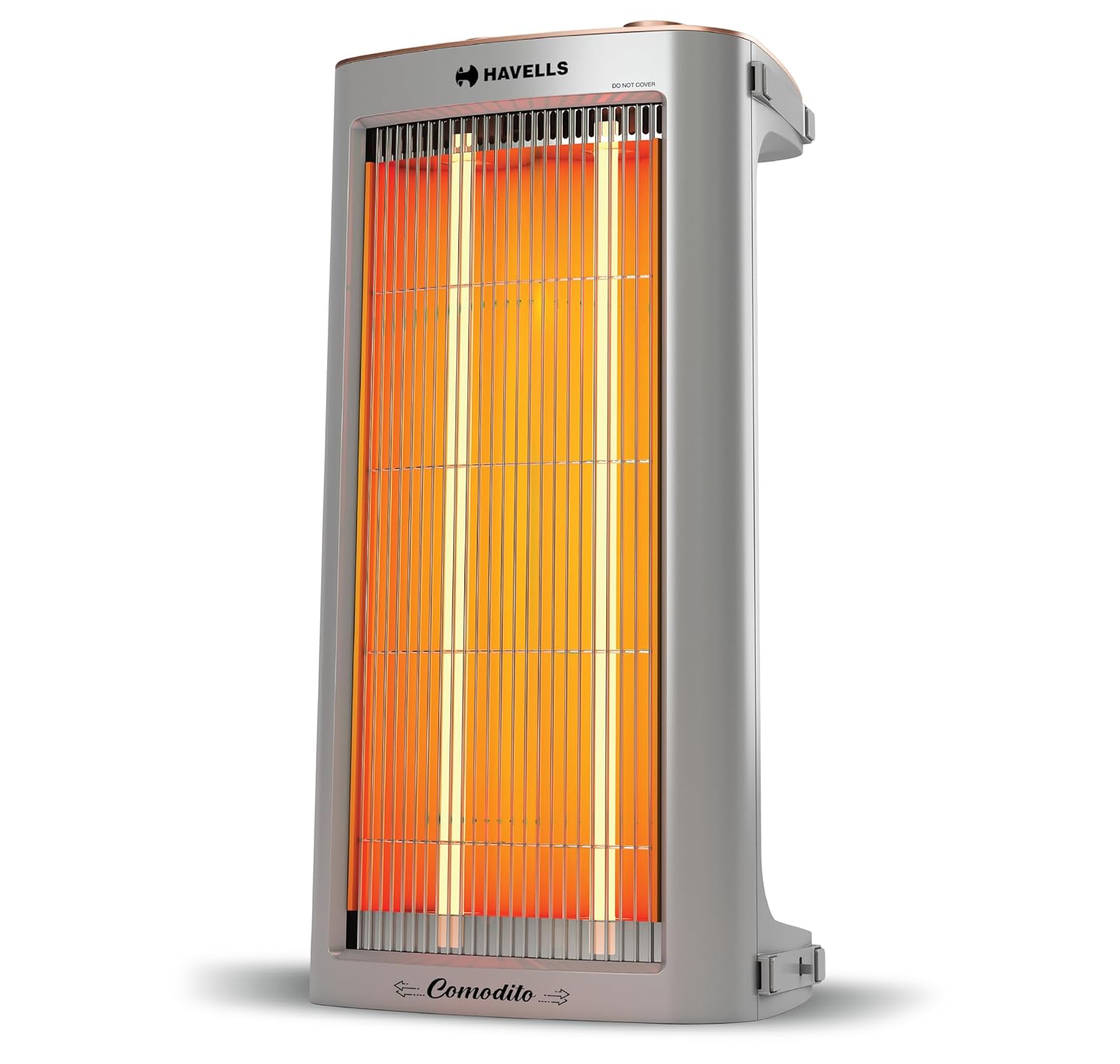 Havells Comodito 900 Watt Room Heater | Safety Grill, 120 Minute Sleep Timer Control knob | Rust Free Stainless Steal Reflector, Carbon Fiber Rods, Power Off & Heat Setting | (Pack of 1, Grey) GHRGHCHE090 Mahajan Electronics Online