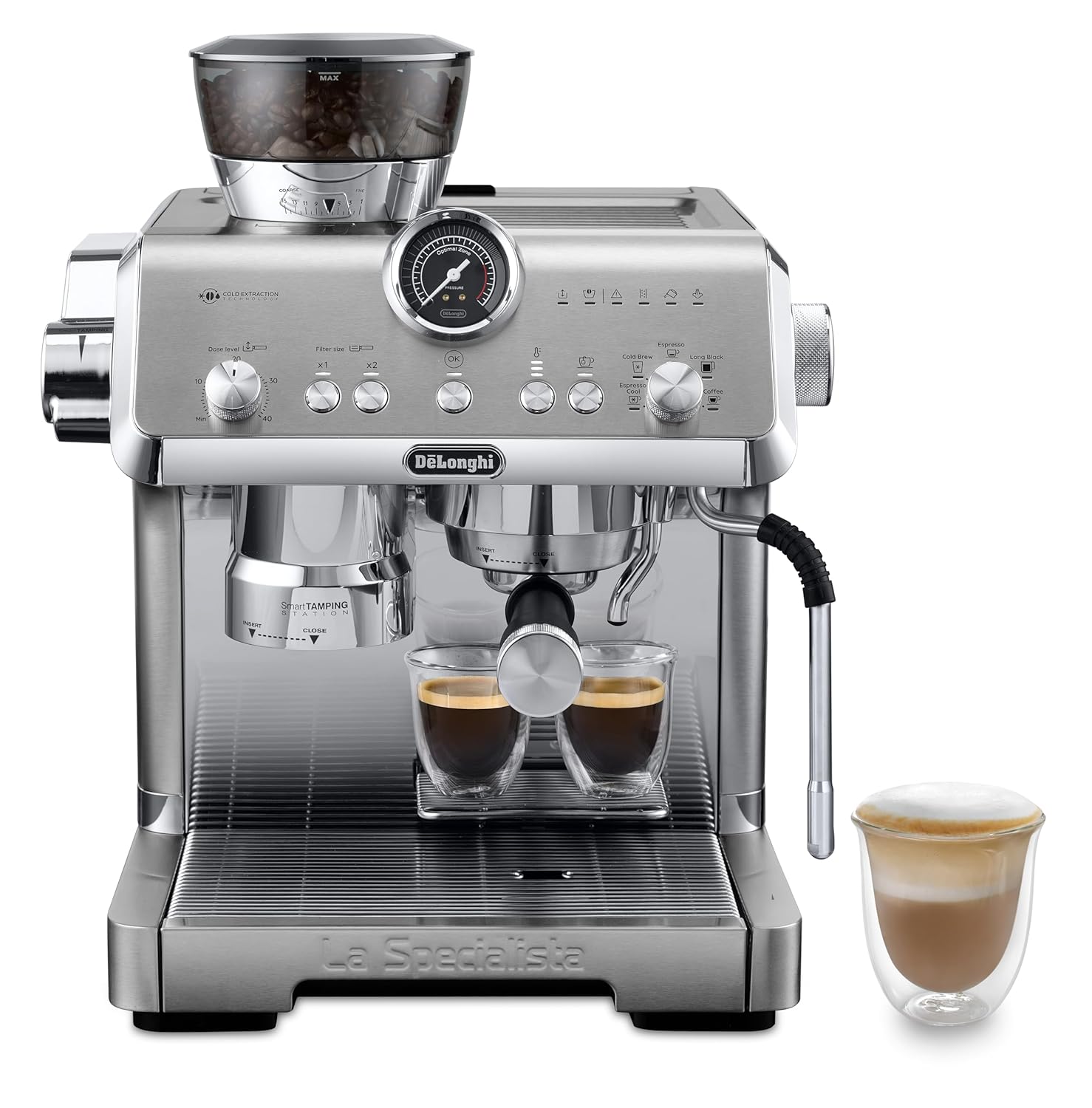 DeLonghi EC9555.M La Specialista Opera Professional Coffee Machine with Cold Brew, Original Italian Brand, Built In Grinder, Automatic Smart Tamping, Range of Hot & Cold Recipes, 19 Bar Pressure Mahajan Electronics Online