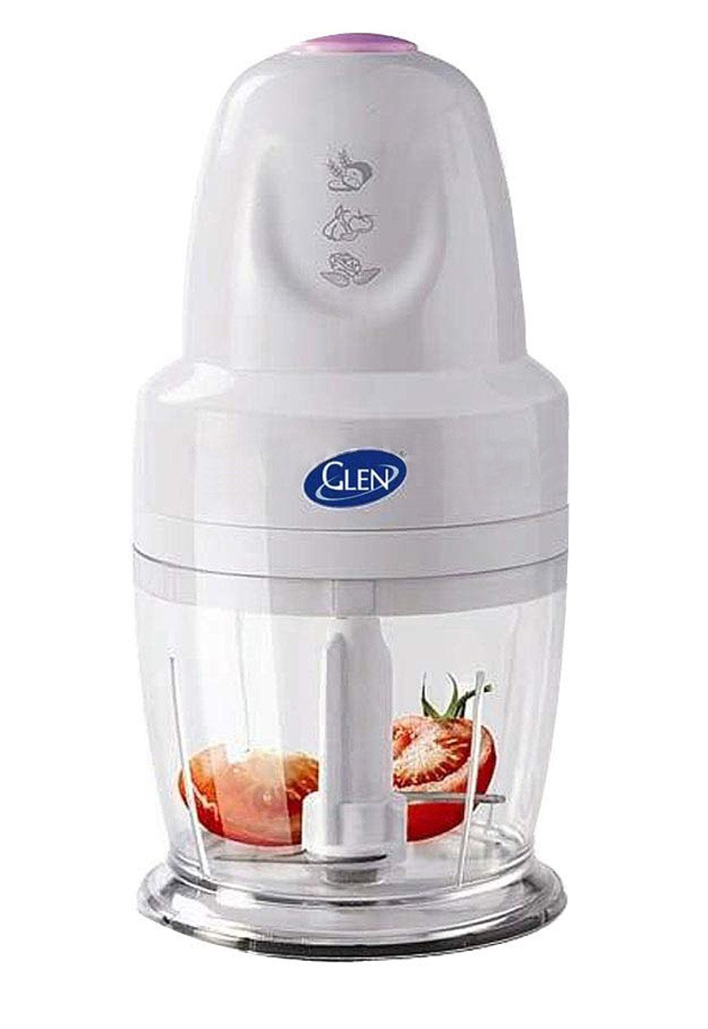 Glen SA4043 Electric Chopper for Kitchen, 400ml Bowl, 250W Mini Fruit & Vegetable Cutter with Rust-Resistant Stainless Steel Blades, Whisker Disc, Chops Onion & Nuts - White Mahajan Electronics Online
