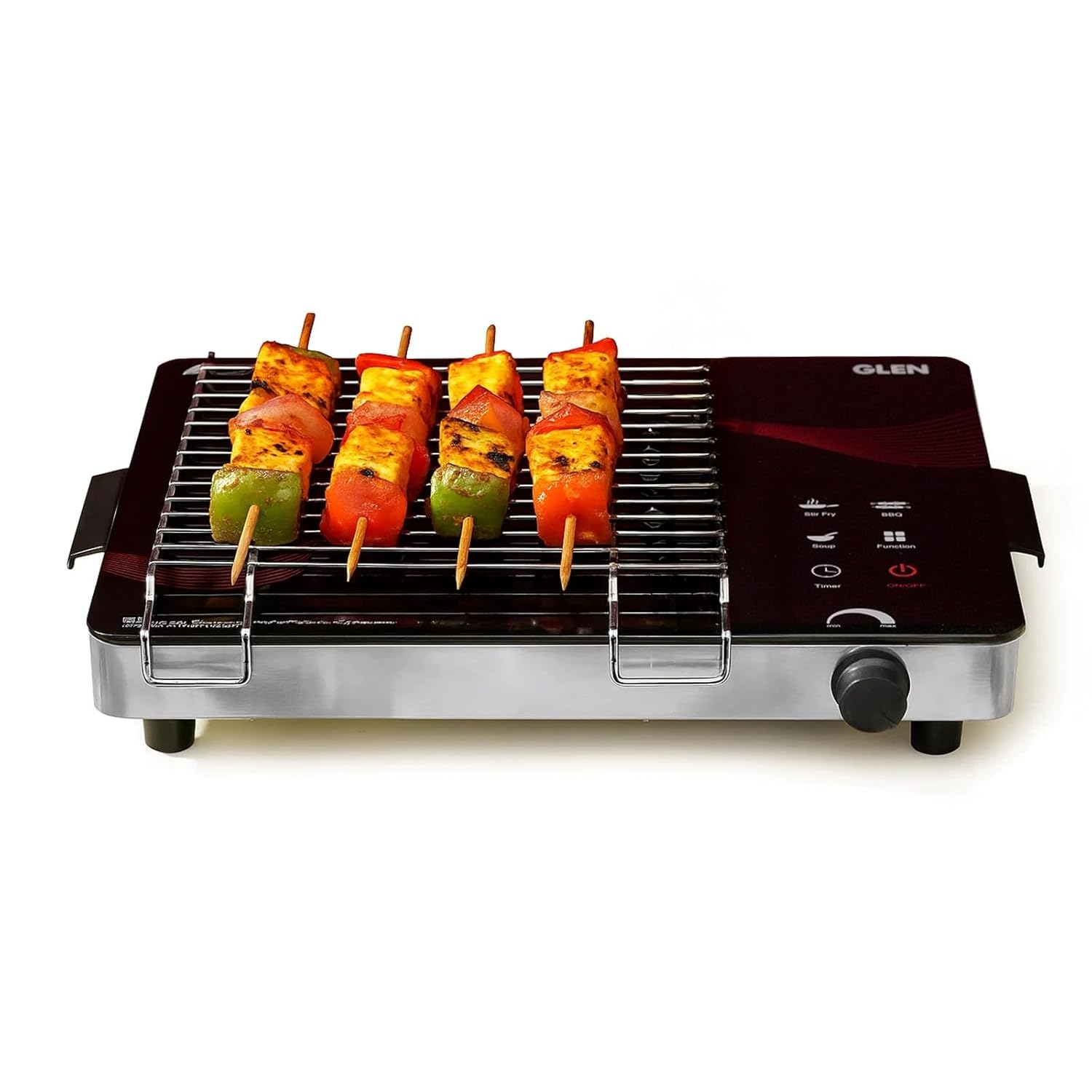 Glen SA3074 Infra 2000W Infrared Cooktop Stove with Grill Rack for Barbecue, Crystal Glass Plate, Digital Display, 3 Preset Cooking Modes, Touch Control, Infrared Hot Plate Mahajan Electronics Online