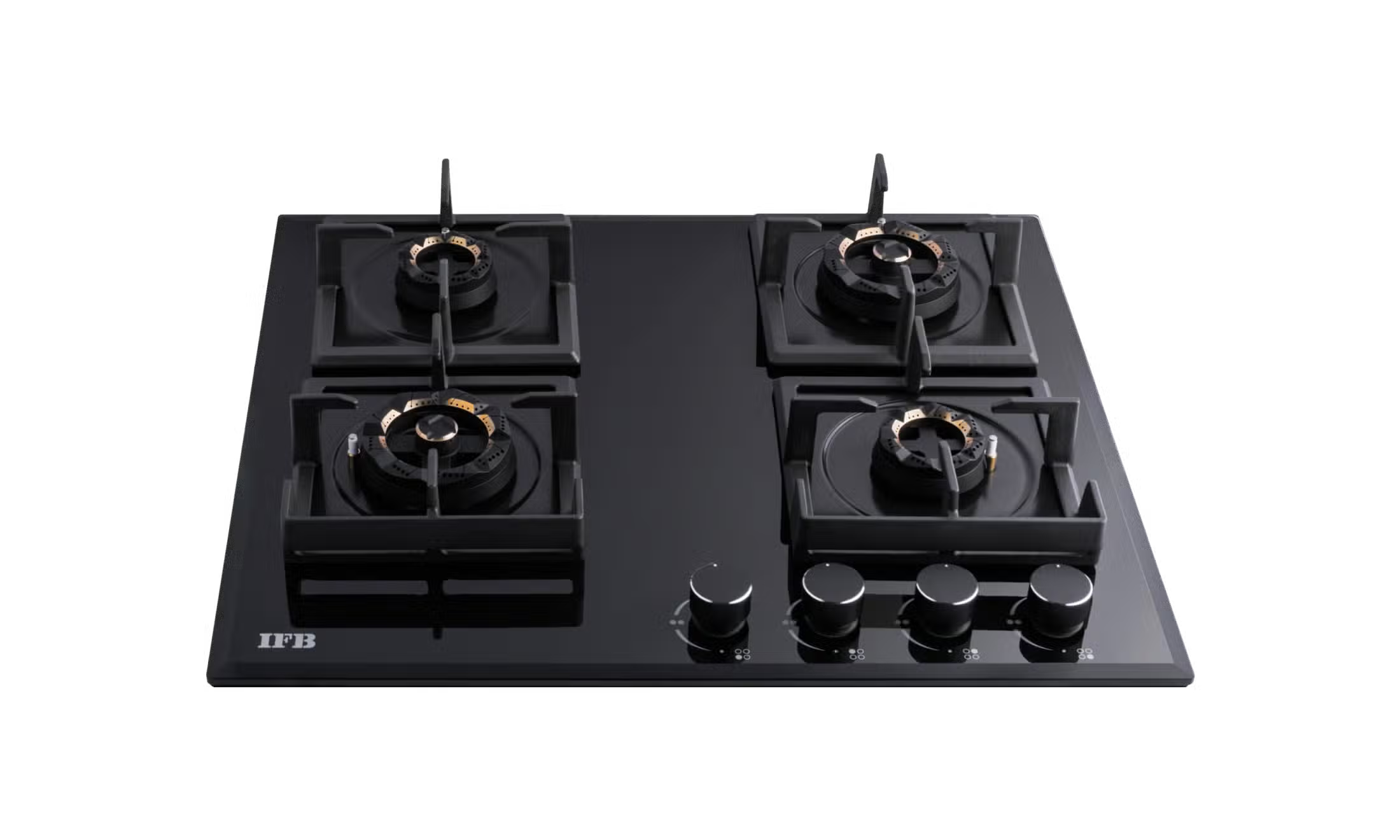 IFB 60-GCI4B-3D-FFD 4 Burners Hybrid Hob with Bevelled Tempered Black Glass IFB