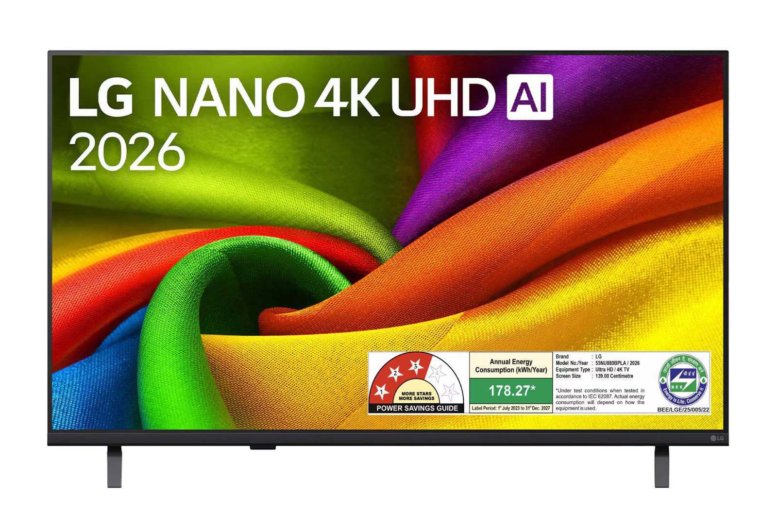 LG 55NU880BPLA  139 cm (55) LG NANO 4K UHD TV with α7 AI Processor 4K Gen9, with HDR10 Pro 2026