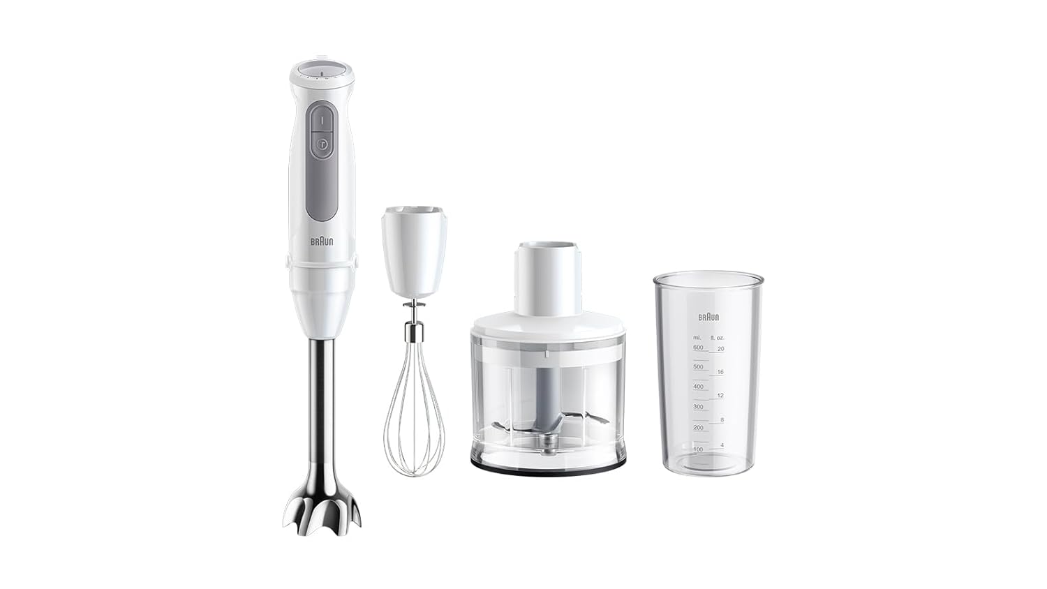 Braun MQ50236M MultiQuick 5 Hand Blender 1000W with Beaker, 500ml Chopper, Whisk, PowerBell VPlus, 21 Speeds, SplashControl for Chopping, Masala Grinding, Chutney, Puree, Smoothie, Soup, Shake Mahajan Electronics Online