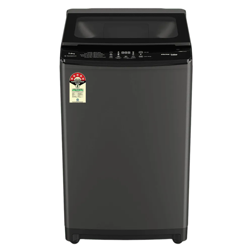 VOLTAS beko WTL7006UAA/SPC0OD 7 Kg 5 Star Fully Automatic Top Load Washing Machine ( Aqua Wave Drum, Medium Grey) Mahajan Electronics Online