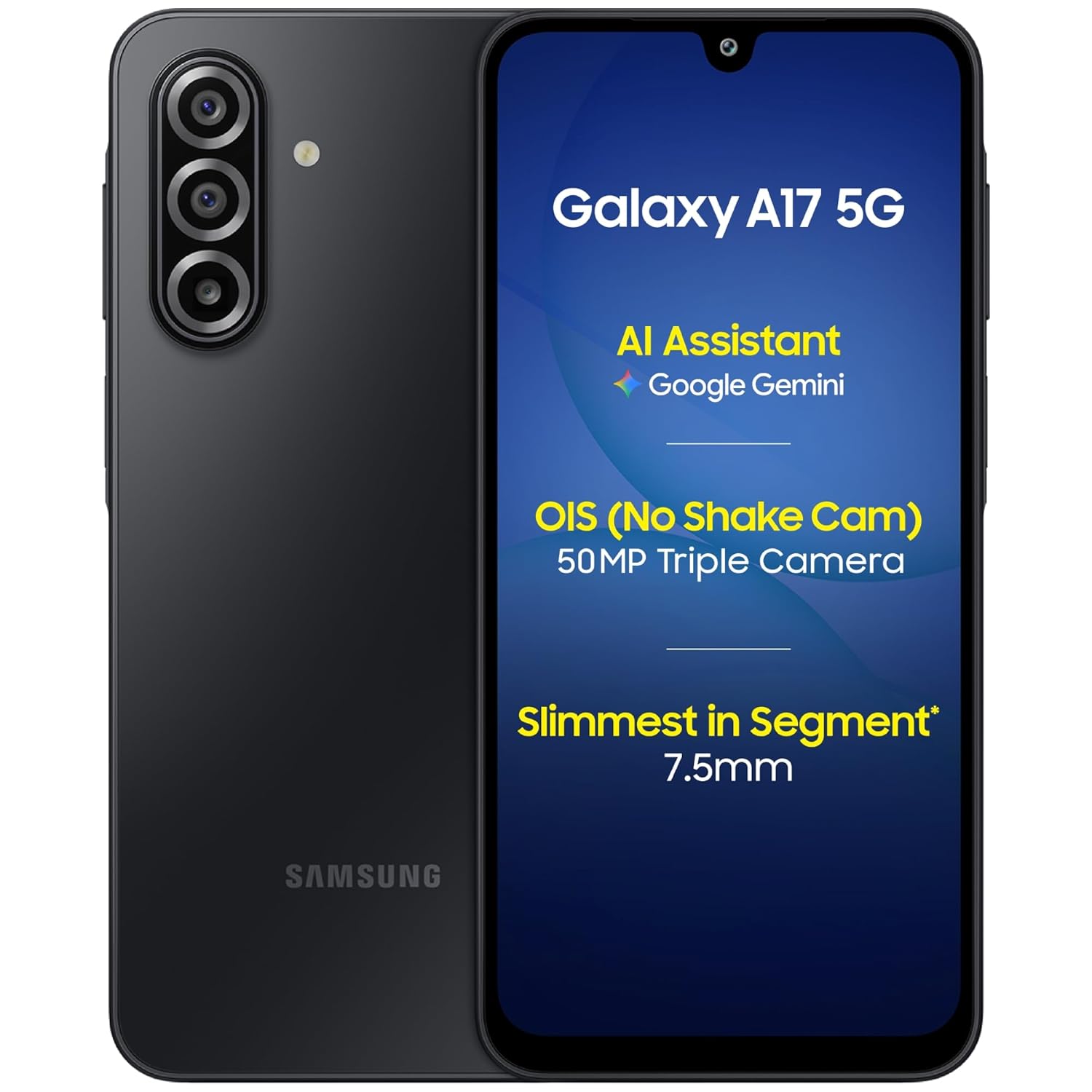 Samsung Galaxy A17 5G (Black, 6GB RAM, 128GB Storage)  | 50 MP No Shake Camera | Gemini Live | Circle to Search | Super AMOLED | Corning Gorilla Glass Victus | 7.5mm Sleek | AI Mahajan Electronics Online