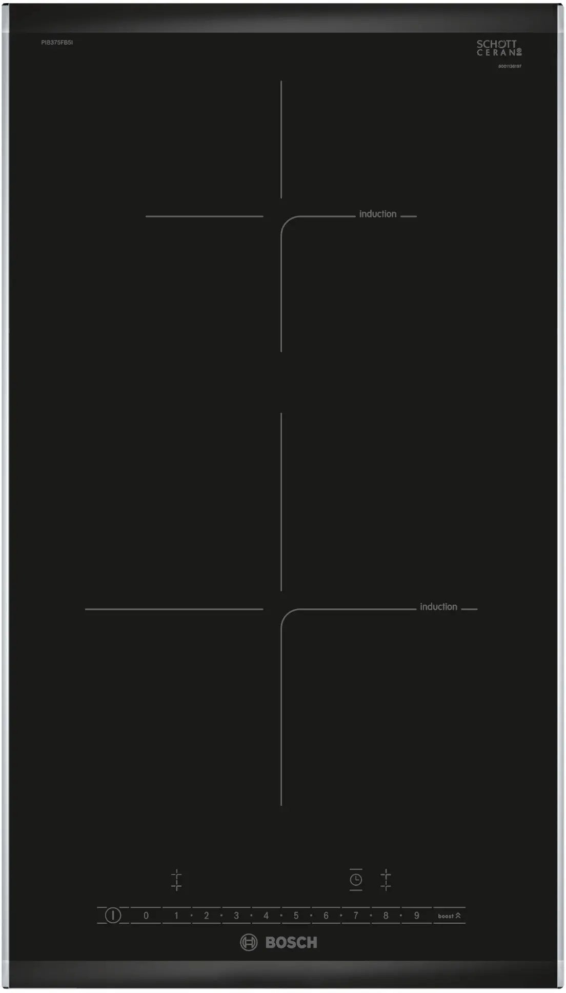 Bosch PIB375FB5I Series 6 Domino induction hob 30 cm surface mount with frame – Mahajan Electronics Online.