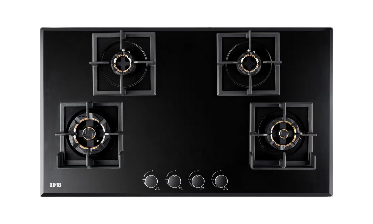 IFB 90-GCI4B-3D-FFD 4-Burner Hybrid Built-in Gas Hob | Auto Ignition | 3D Brass Burners IFB
