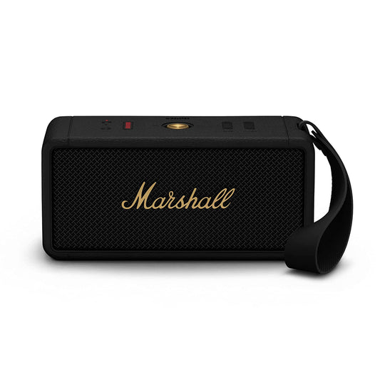Marshall Middleton Portable Bluetooth Speaker, Black and Brass - Mahajan Electronics Online