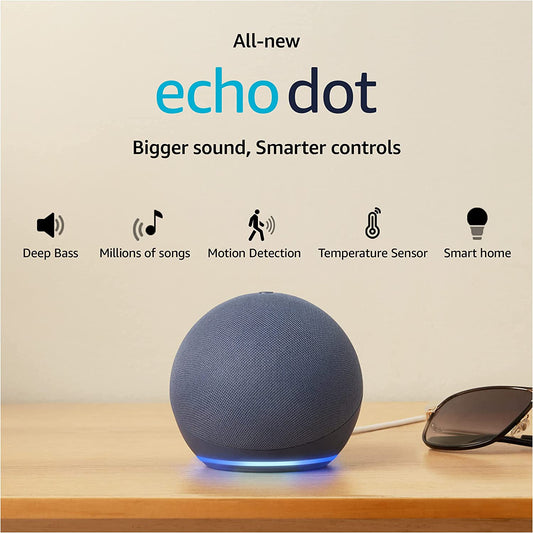 Amazon Echo Dot (5th Gen, 2023 release) | Smart speaker with Bigger sound, Motion Detection, Temperature Sensor and Alexa| Blue - Mahajan Electronics Online