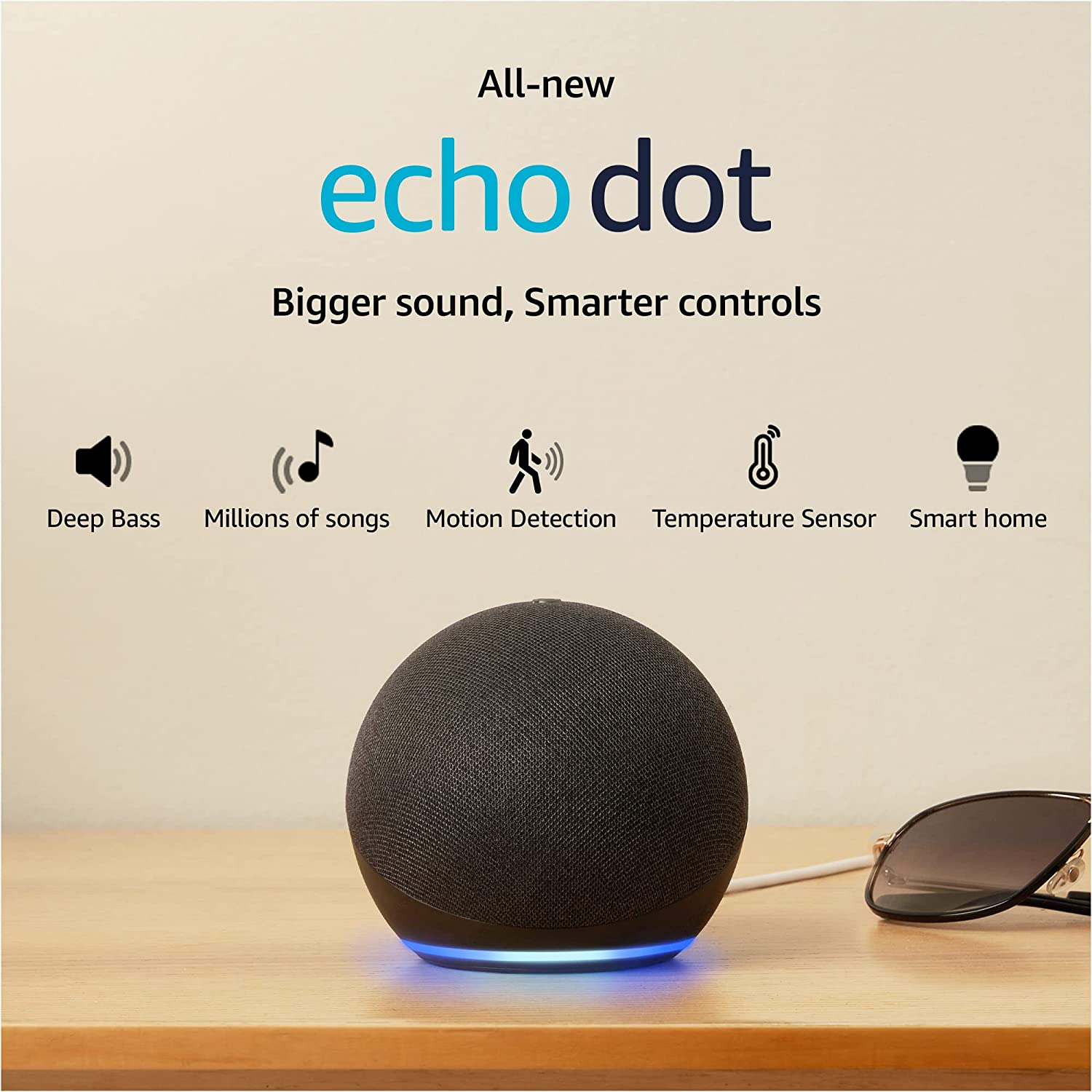 Amazon Echo Dot (5th Gen, 2023 release) | Smart speaker with Bigger sound, Motion Detection, Temperature Sensor and Alexa| Black | Mahajan Electronics Online