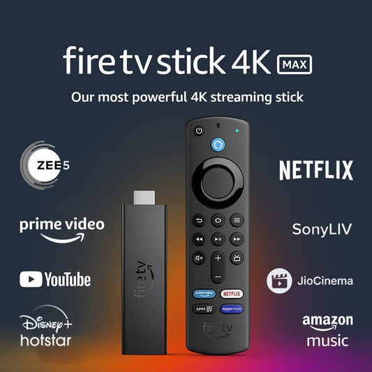 Amazon Fire TV Stick 4K Max streaming device, Wi-Fi 6, Alexa Voice Remote (includes TV controls) - Mahajan Electronics Online