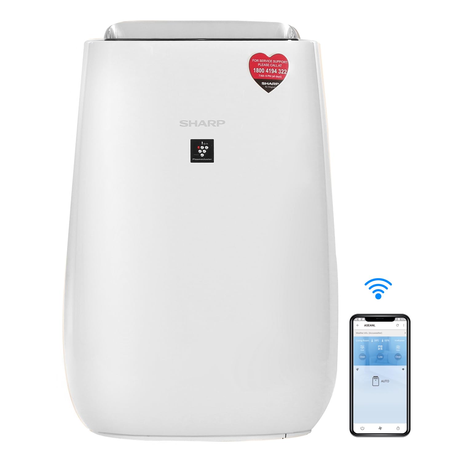 SHARP FP-J52M-W Air Purifier for Home | Wi-Fi Connectivity, HEPA, Carbon & Pre Filters, PM 2.5 Display | Real Time Indicator for Air Quality, Temperature, Humidity, Filter Life and Change Indicator Mahajan Electronics Online
