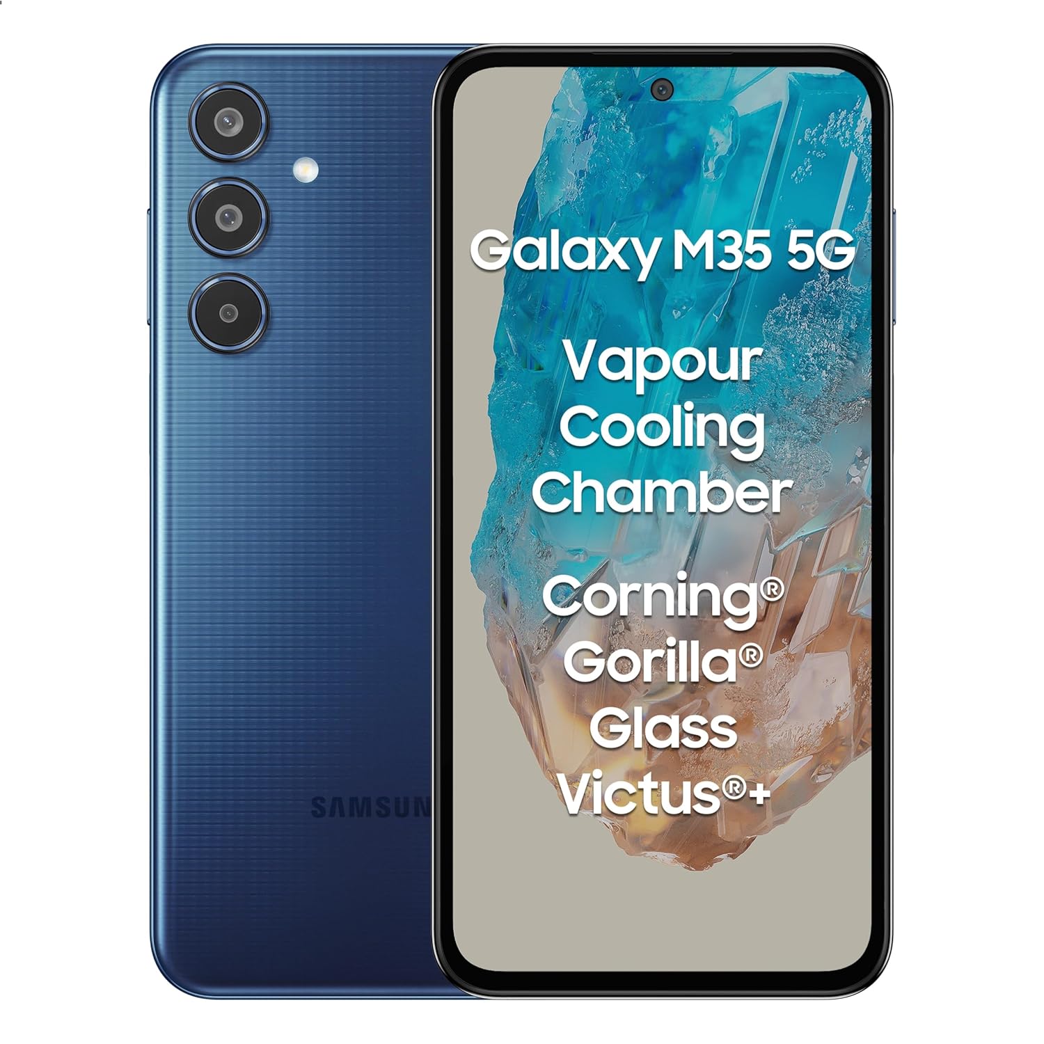 Samsung Galaxy M35 5G (Moonlight Blue,8GB RAM,128GB Storage)| Corning Gorilla Glass Victus+| AnTuTu Score 595K+ | Vapour Cooling Chamber | 6000mAh Battery | 120Hz Super AMOLED Display| Without Charger Mahajan Electronics Online
