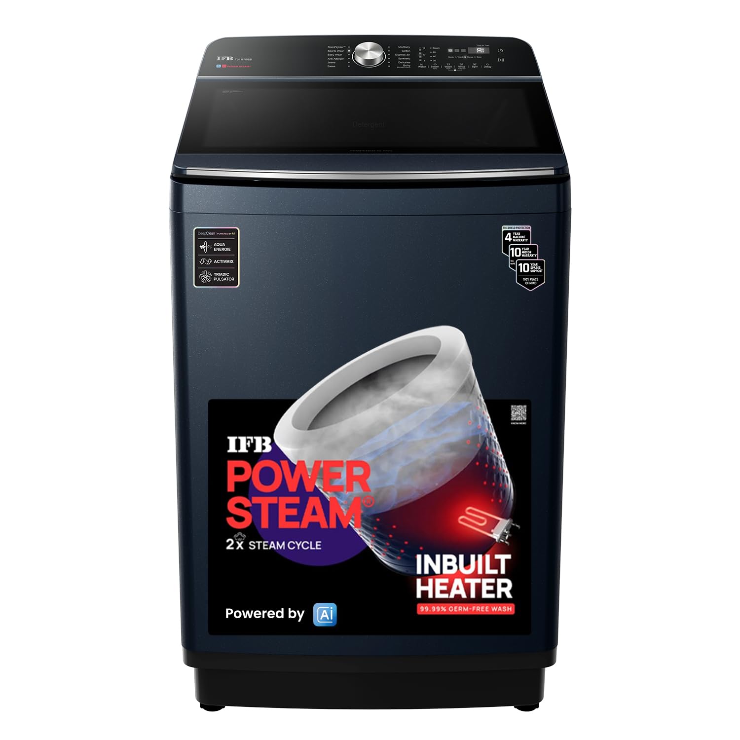 IFB TL111RB2SN 11 Kg 5 Star with DeepClean® Technology, AI Powered, Fully Automatic Top Load Washing Machine (2025 Model, PowerSteam®, Inbuilt Heater, 5D Wash, Aqua Energie, Royal Blue) 