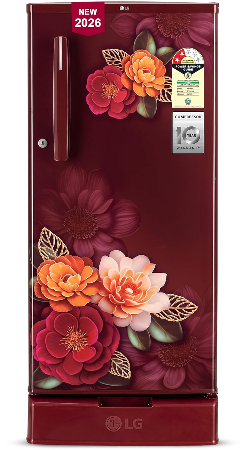 LG GLD1925XORK 185 L, 2 Star, Direct Cool Single Door Refrigerator ( Ruby Klase, Base stand with Drawer, Fit Max Chiller Tray, Works Without Stabilizer, 2026 Model) Mahajan Electronics Online