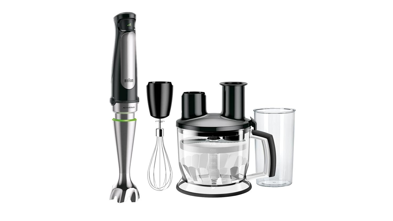 Braun MQ7075X MultiQuick 7 Hand Blender 1000W with Beaker, 1.5L Food Processor, Whisk, ActiveBlade, Easy SmartSpeed, PowerBell Plus, SplashControl for Dough Making, Chopping, Masala Grinding, Smoothie Mahajan Electronics Online