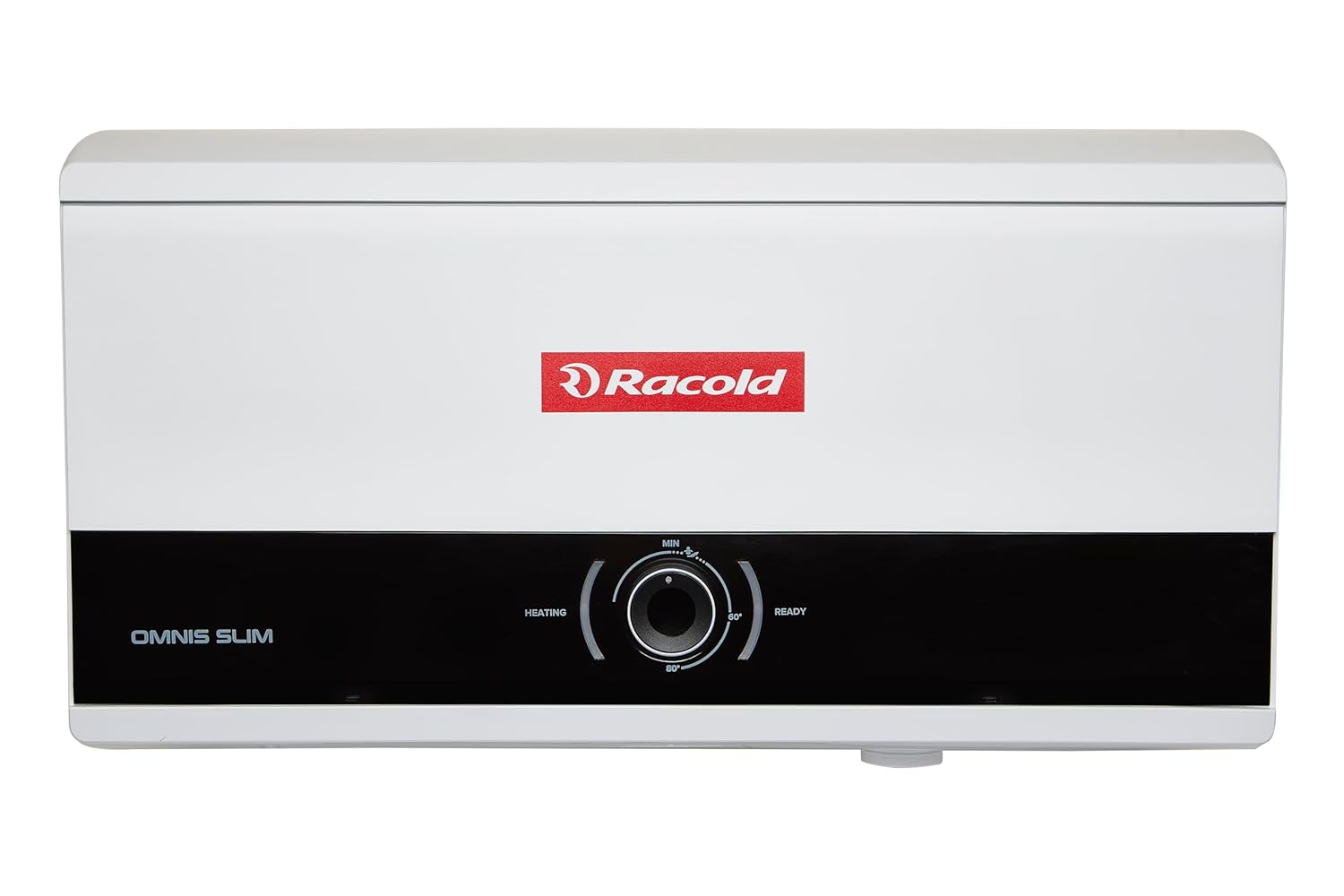 Racold Omnis Slim 25L Horizontal Energy Efficient Storage Water Heater (Geyser) With Free Standard Installation & Pipes |Italian Design| Shower Ready Indicator | Suitable For High Rise Buildings