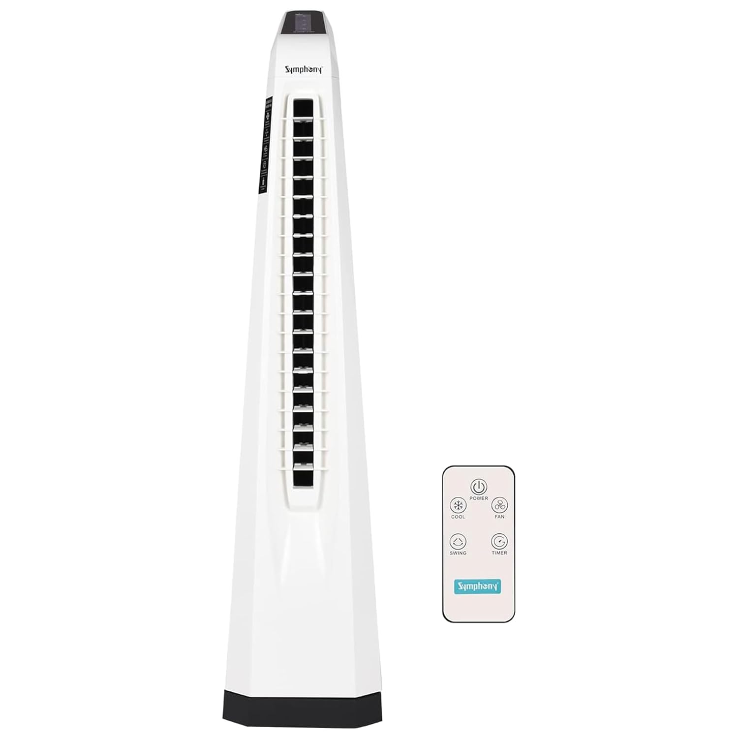Symphony Surround-i Bladeless Tower Fan for Room | High-Speed with Swivel Action, Touchscreen Control Panel & Remote | 1 Year Warranty | White Mahajan Electronics Online