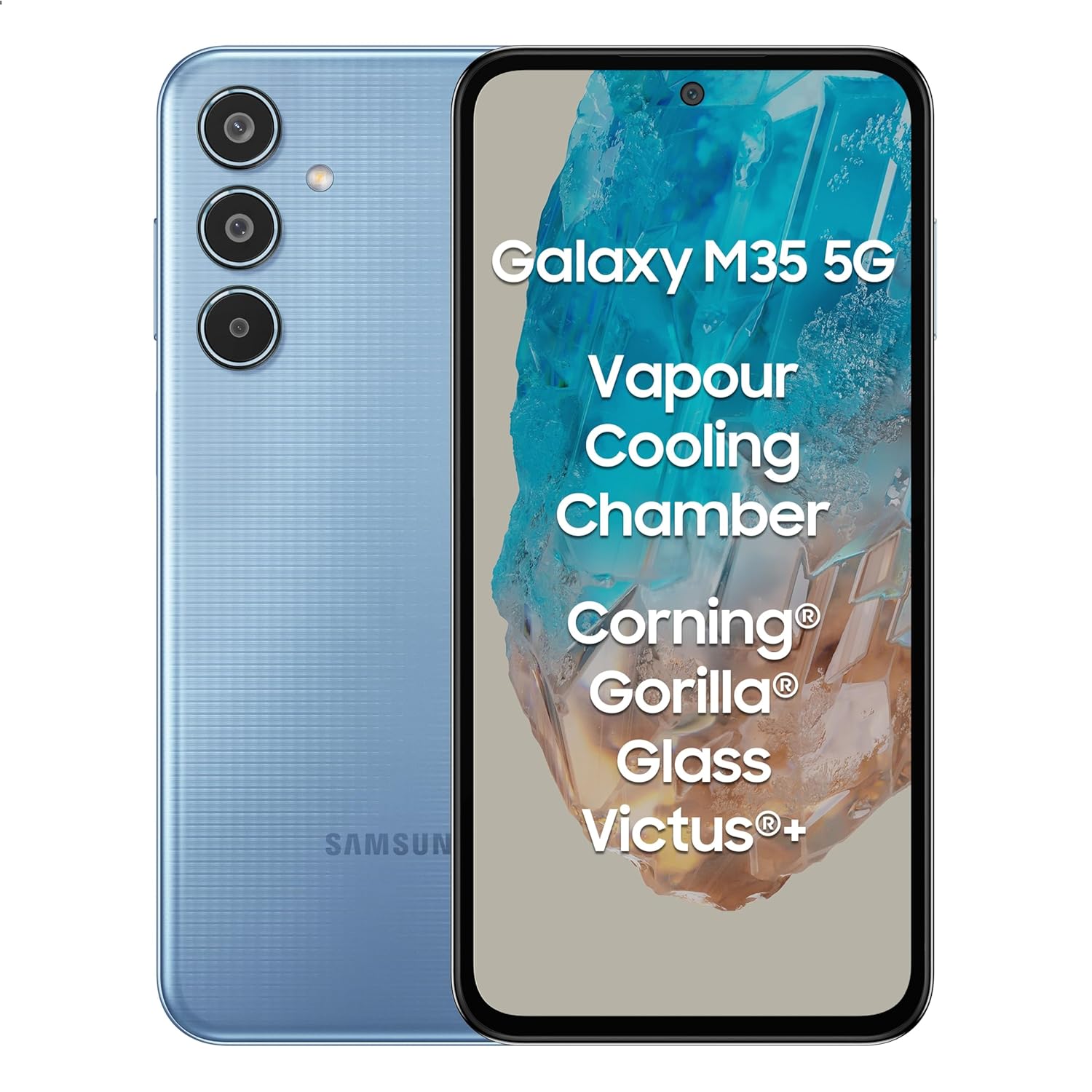 Samsung Galaxy M35 5G (Daybreak Blue,8GB RAM,128GB Storage)| Corning Gorilla Glass Victus+| AnTuTu Score 595K+ | Vapour Cooling Chamber | 6000mAh Battery | 120Hz Super AMOLED Display| Without Charger Mahajan Electronics Online