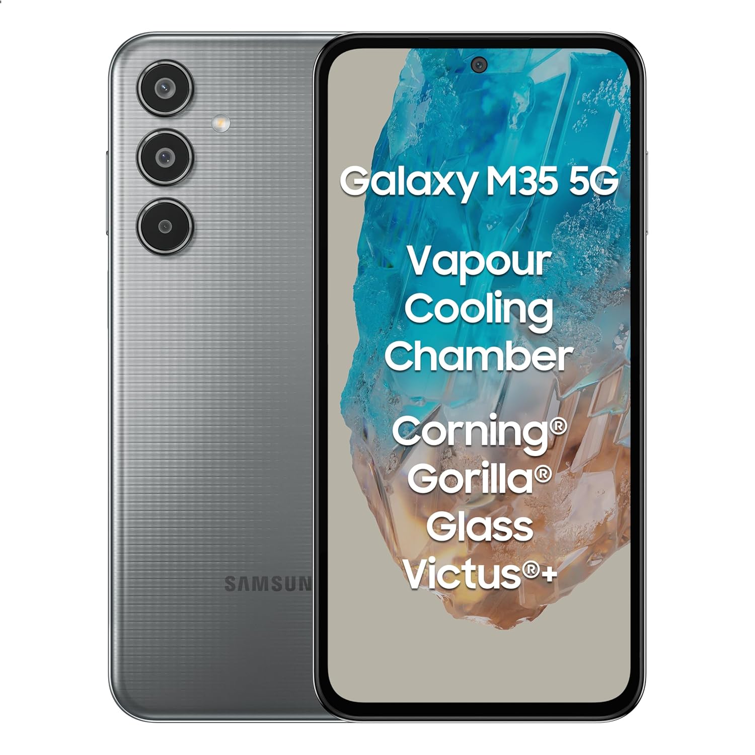 Samsung Galaxy M35 5G (Thunder Grey,8GB RAM,128GB Storage)| Corning Gorilla Glass Victus+| AnTuTu Score 595K+ | Vapour Cooling Chamber | 6000mAh Battery | 120Hz Super AMOLED Display| Without Charger Mahajan Electronics Online