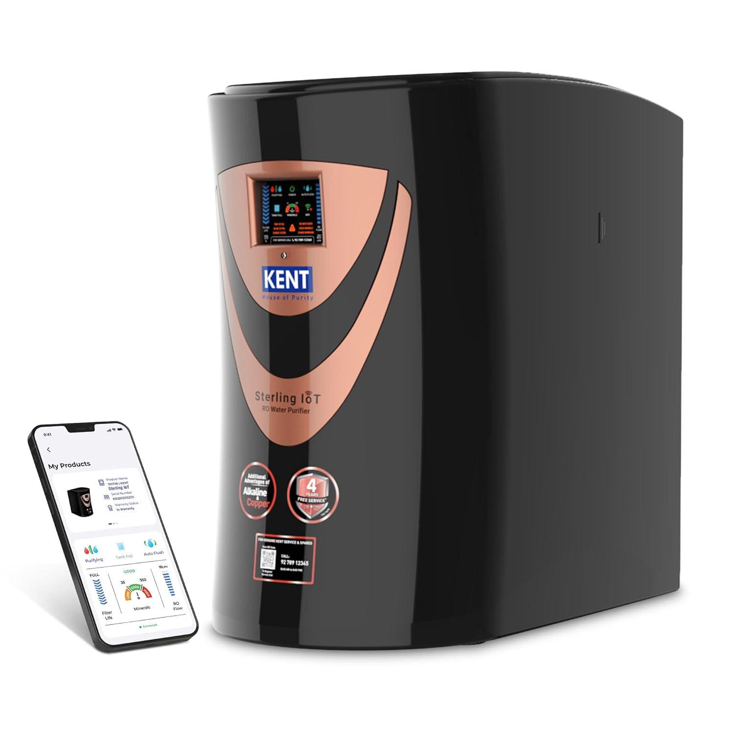KENT Sterling IoT Under the Counter RO Water Purifier| RO+UV+UF+Alkaline+Copper+TDS Control | IoT Enabled | Fully Automatic On&OFF Operation | 6L |20 LP/Hr|Ideal For Borewell/Tanker/Municipal Water Mahajan Electronics Online