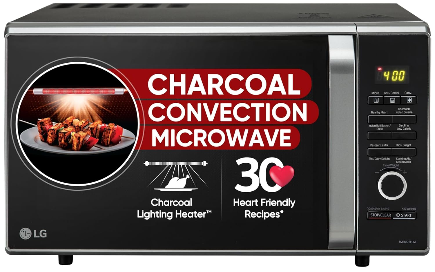 LG MJ2887BFUM 28 L Charcoal Convection Microwave Oven ( Black, with 360° Motorised Rotisserie & Charcoal Lighting Heater with 10 years warranty)
Mahajan Electronics online