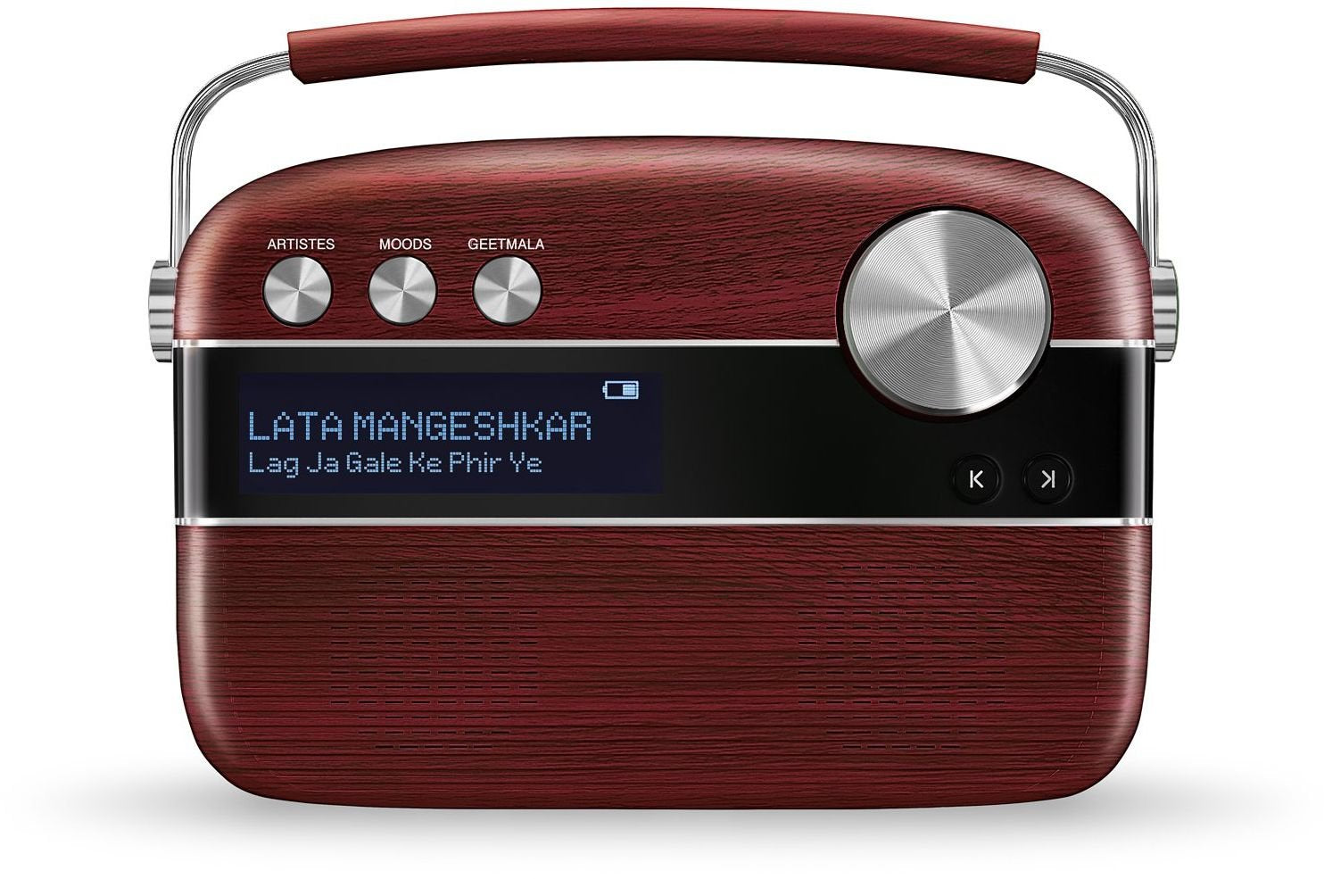 Saregama SC03 Carvaan Hindi - Portable Music Player with 5000 Preloaded Songs, FM/BT/AUX (Cherrywood Red) – Mahajan Electronics Online.