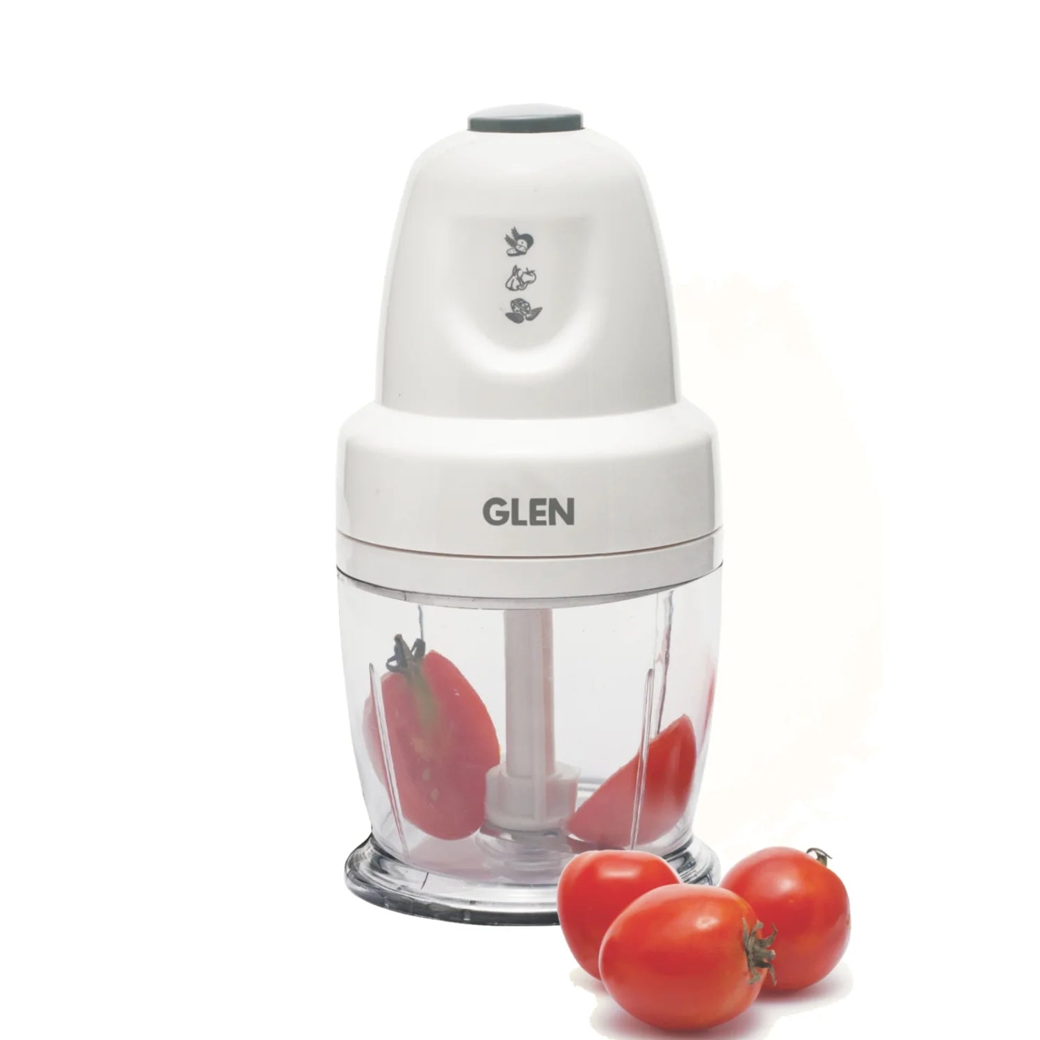 Glen SA4043 Electric Chopper for Kitchen, 400ml Bowl, 250W Mini Fruit & Vegetable Cutter with Rust-Resistant Stainless Steel Blades, Whisker Disc, Chops Onion & Nuts - White Mahajan Electronics Online