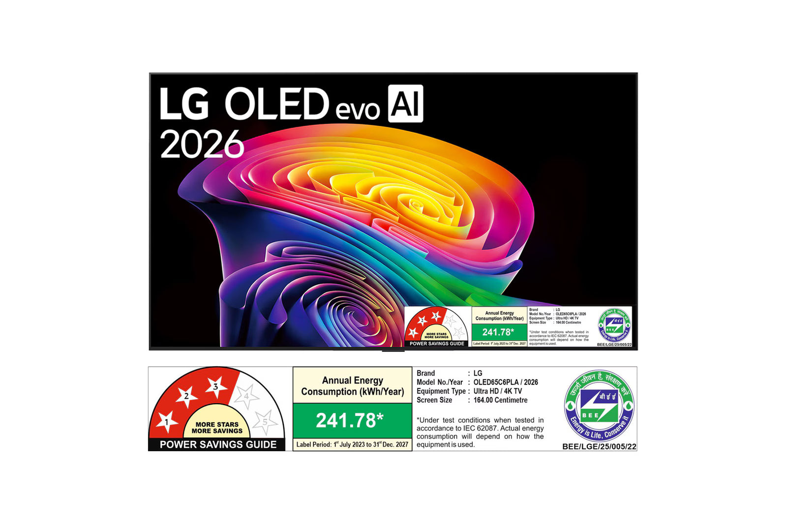 Lg OLED65C6PLA 164 cm (65) LG OLED evo AI C6 4K Smart TV with α11 AI Processor Gen3, with Dolby Vision & Atmos 2026 Mahajan Electronics Online