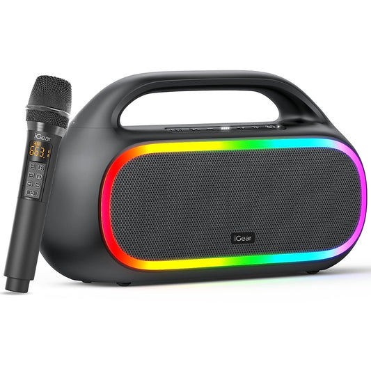 iGear Grape Portable ‎iG-1147 Wireless Speaker with 70W Output, with Wireless Rechargeable MIC, RGB LED's, TWS Mode, Multi-Compatibility Modes Type-C Charging - Mahajan Electronics Online