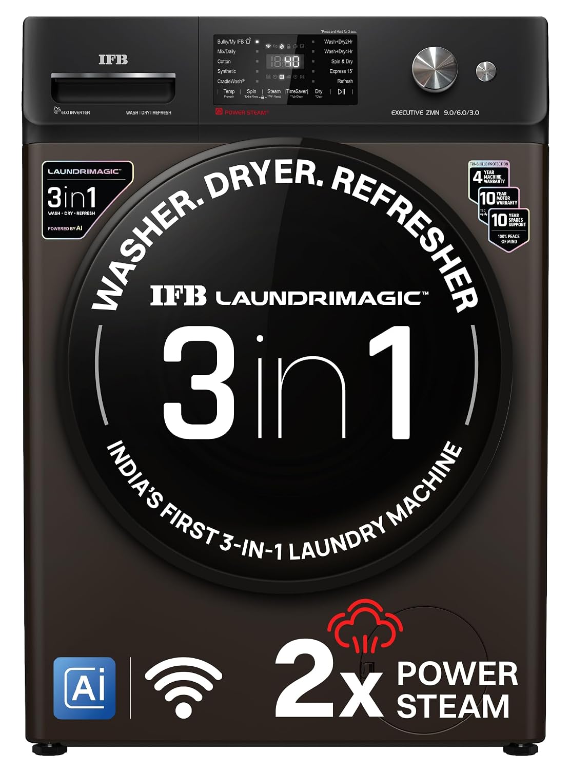 IFB WDR Executive ZMN CMS 9/6/3 kg Fully Automatic Washer Dryer Refresher with Steam Refresh, AI Powered, 100% Dry Clothes, 9 Swirl Wash Mimic Handwashing, WiFi & Eco – Mahajan Electronics Online.