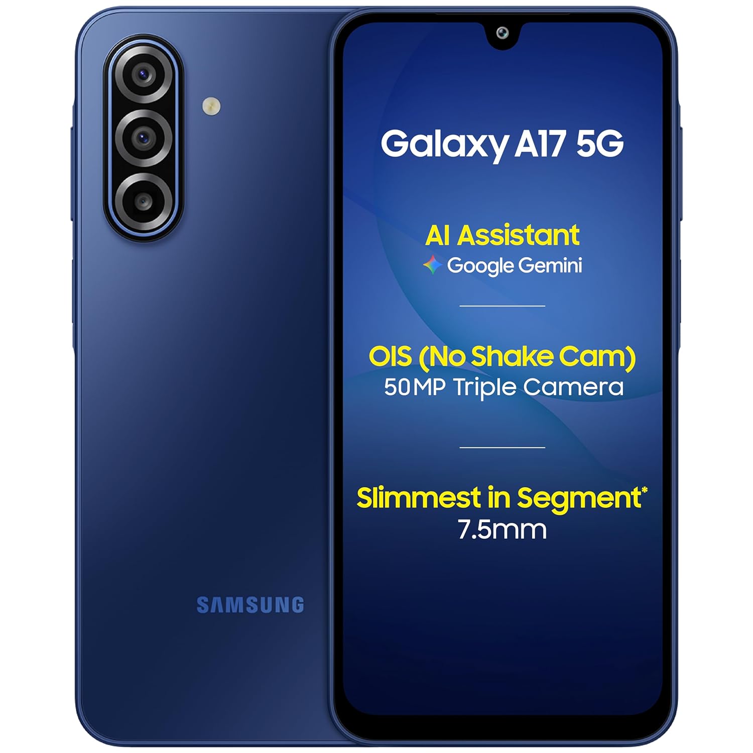 Samsung Galaxy A17 5G (Blue, 8GB RAM, 256GB Storage) | with Travel Adapter | 50 MP No Shake Camera | Gemini Live | Circle to Search | Super AMOLED | Corning Gorilla Glass Victus | 7.5mm Sleek | AI Mahajan Electronics Online