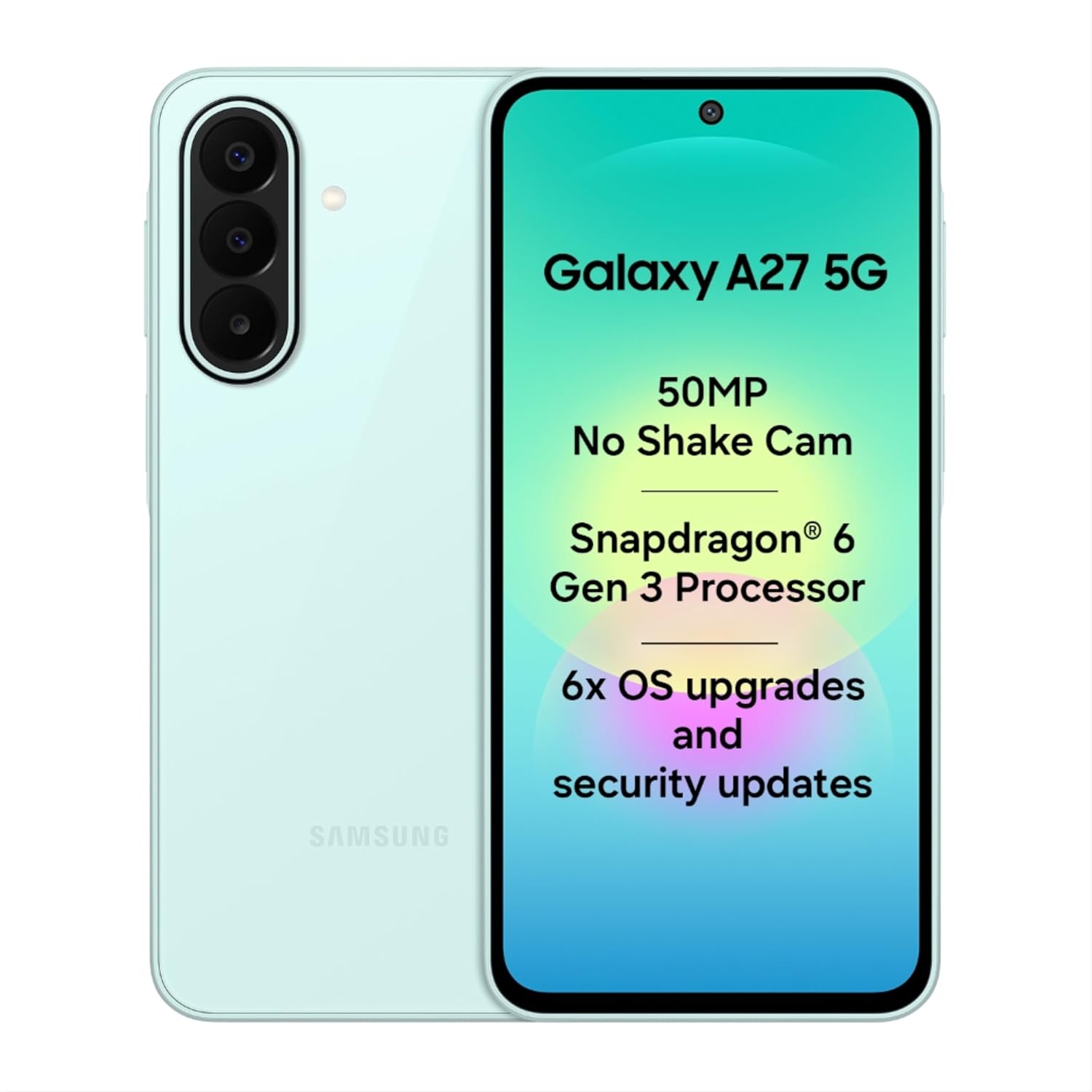 Samsung Galaxy A27 5G (Light Green, 8GB RAM, 256GB Storage) | 50MP No Shake Triple Camera | Snapdragon 4nm Processor | LPDDR5x | UFS 3.1 Storage | 6 Gen OS Upgrades | Super AMOLED Display Samsung