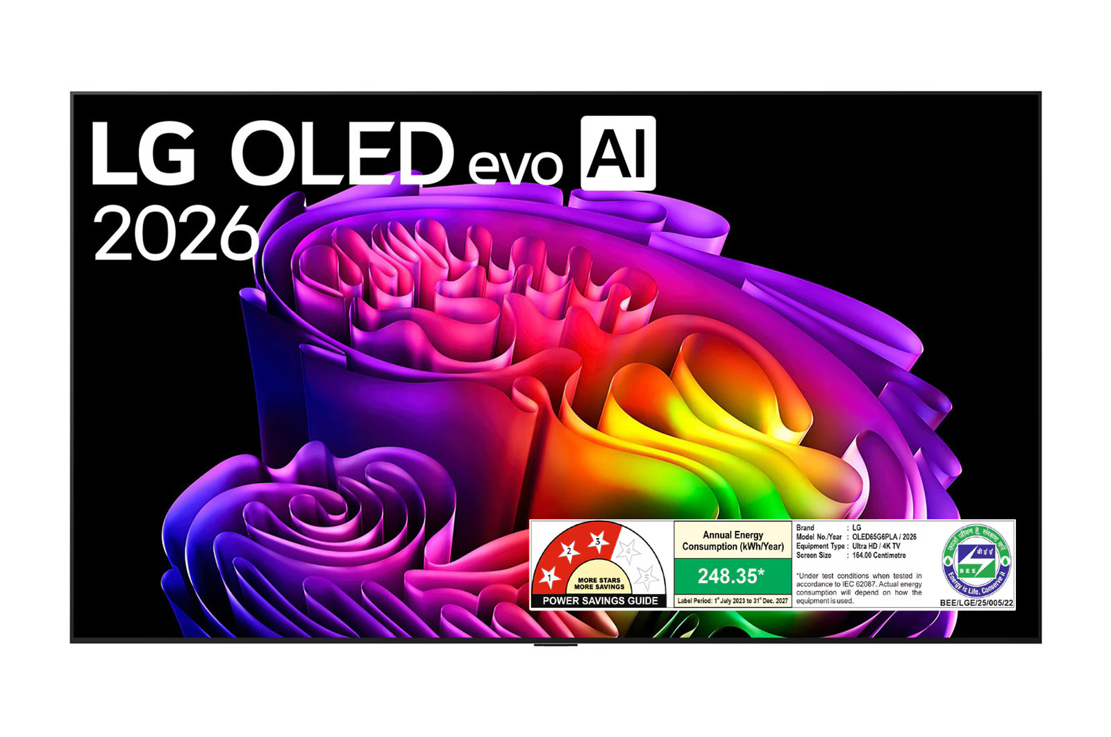 LG OLED65G6PLA 164 cm (65) OLED evo AI G6 4K Smart TV OLED65G6PLA with α11 AI Processor Gen3, with Dolby Vision & Atmos 2026 LG