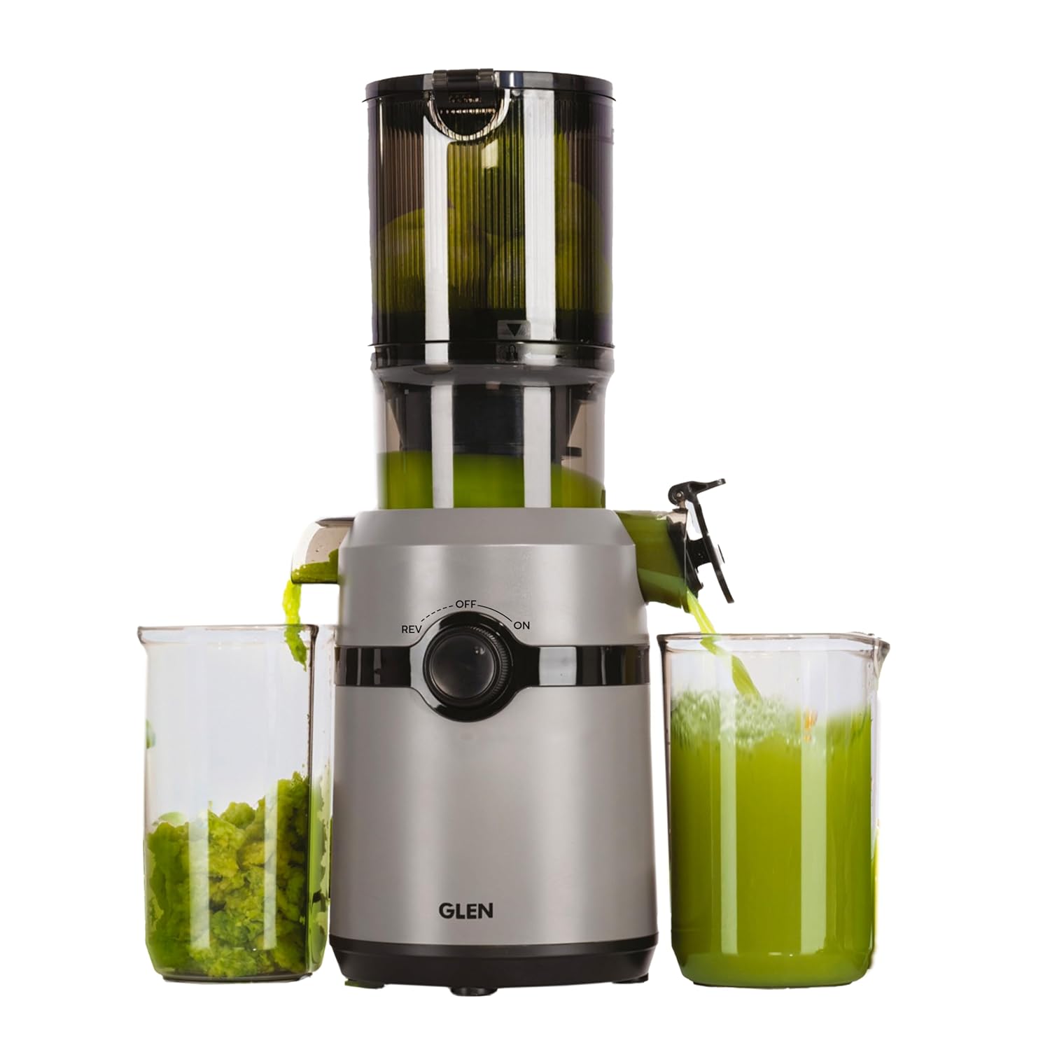 Glen SA-4015HSJ Cold Press Juicer for Home, 200W, 108mm Large Feed, 0.8L Juice & 0.7L Pulp Cup, 2 Size Filter, Low Noise RPM, Fruit & Vegetable Slow Juicer Machine, Easy Clean Mahajan Electronics Online