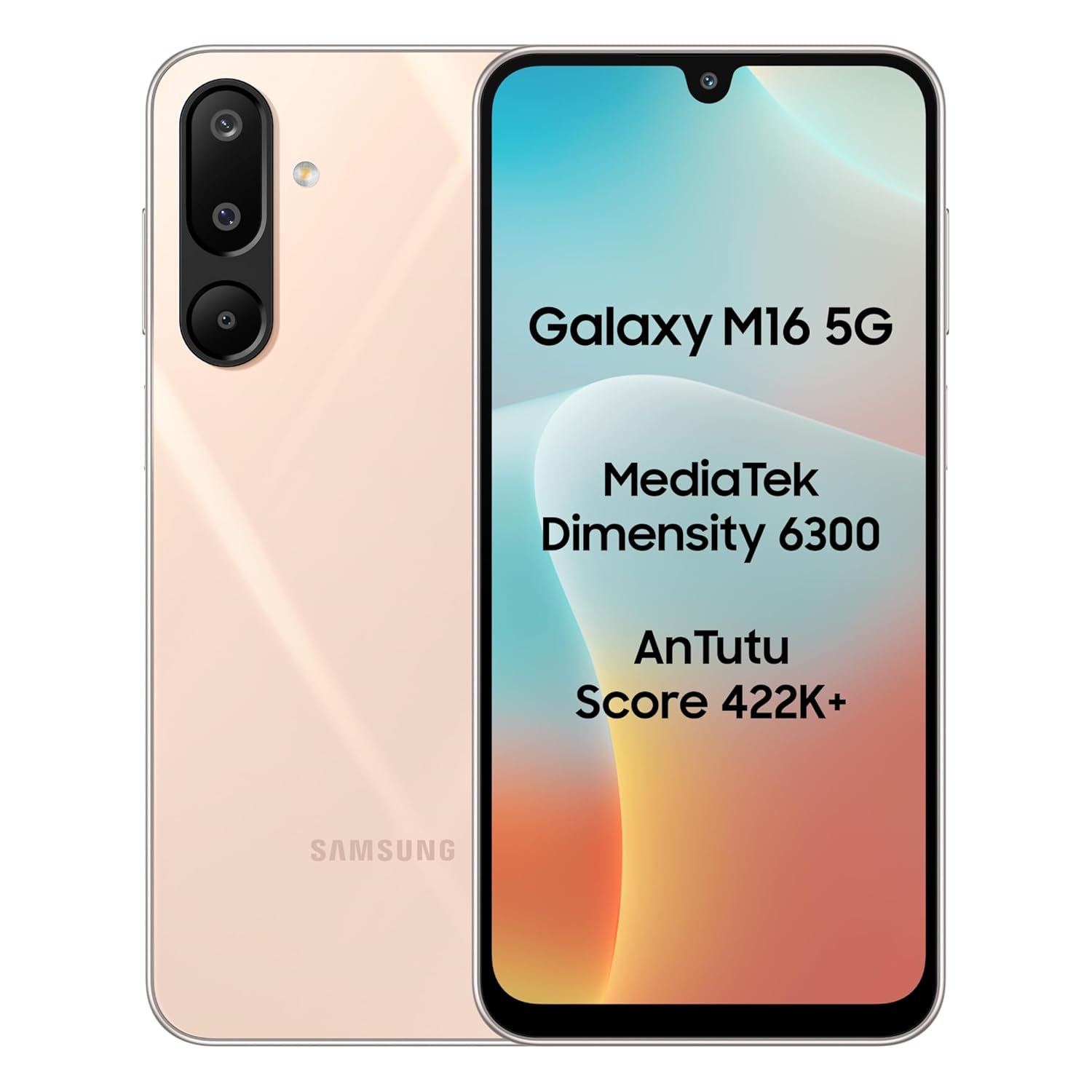 Samsung Galaxy M16 5G (Blush Pink, 8GB RAM, 128 GB Storage) | MediaTek Dimensity 6300 | AnTuTu Score 422K+ | Super Amoled Display | 25W Fast Charging | 6 Gen. of OS Upgrades | Without Charger Mahajan Electronics Online