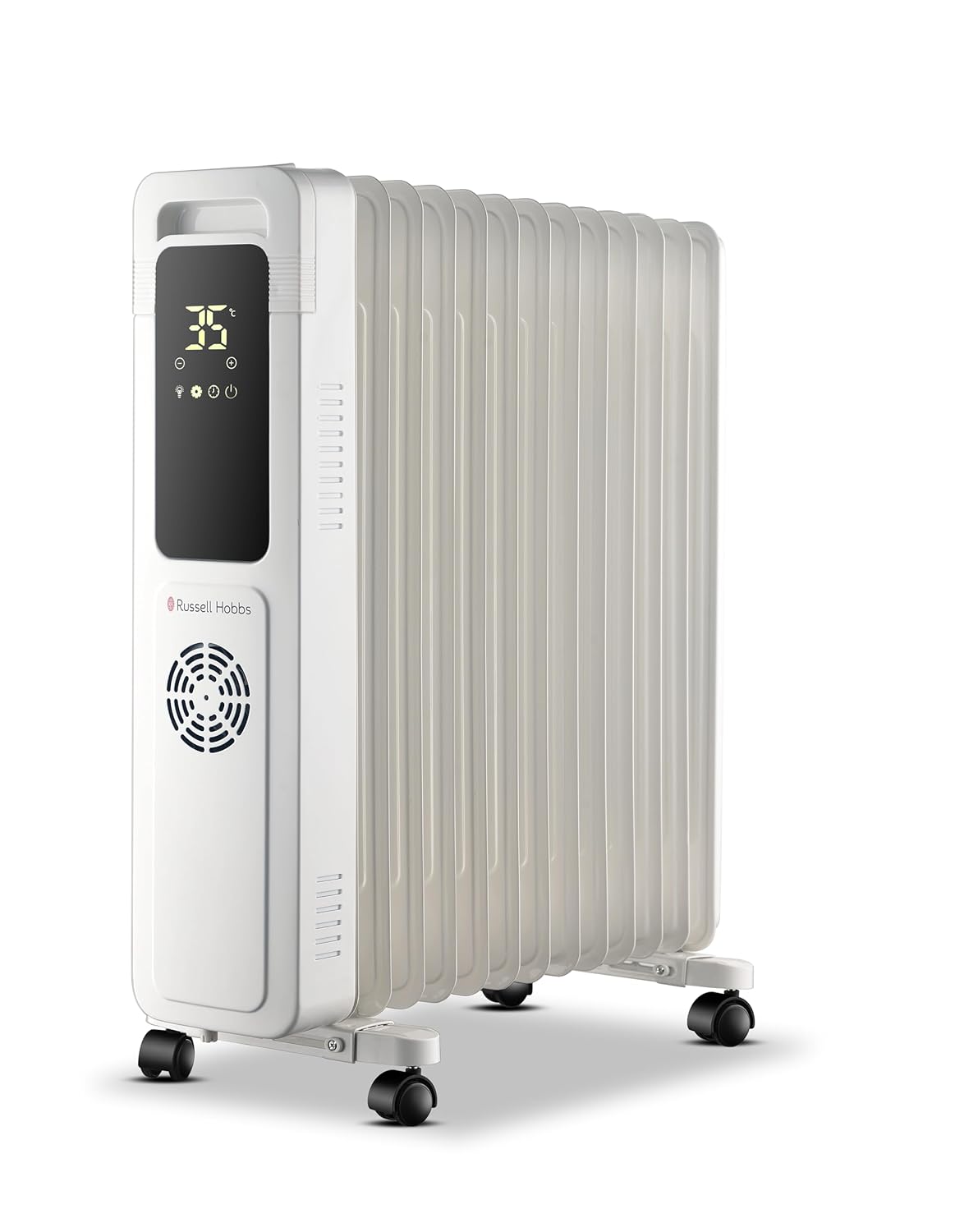 Russell Hobbs ROR13DF 2900W 13-Fin Oil Filled Radiator Room Heater | Smart Digital Heating, Wide Temp Range, 24H Timer, Intelligent Modes, Safety Protection | LED Touch, Foldable Wheels Mahajan Electronics Online